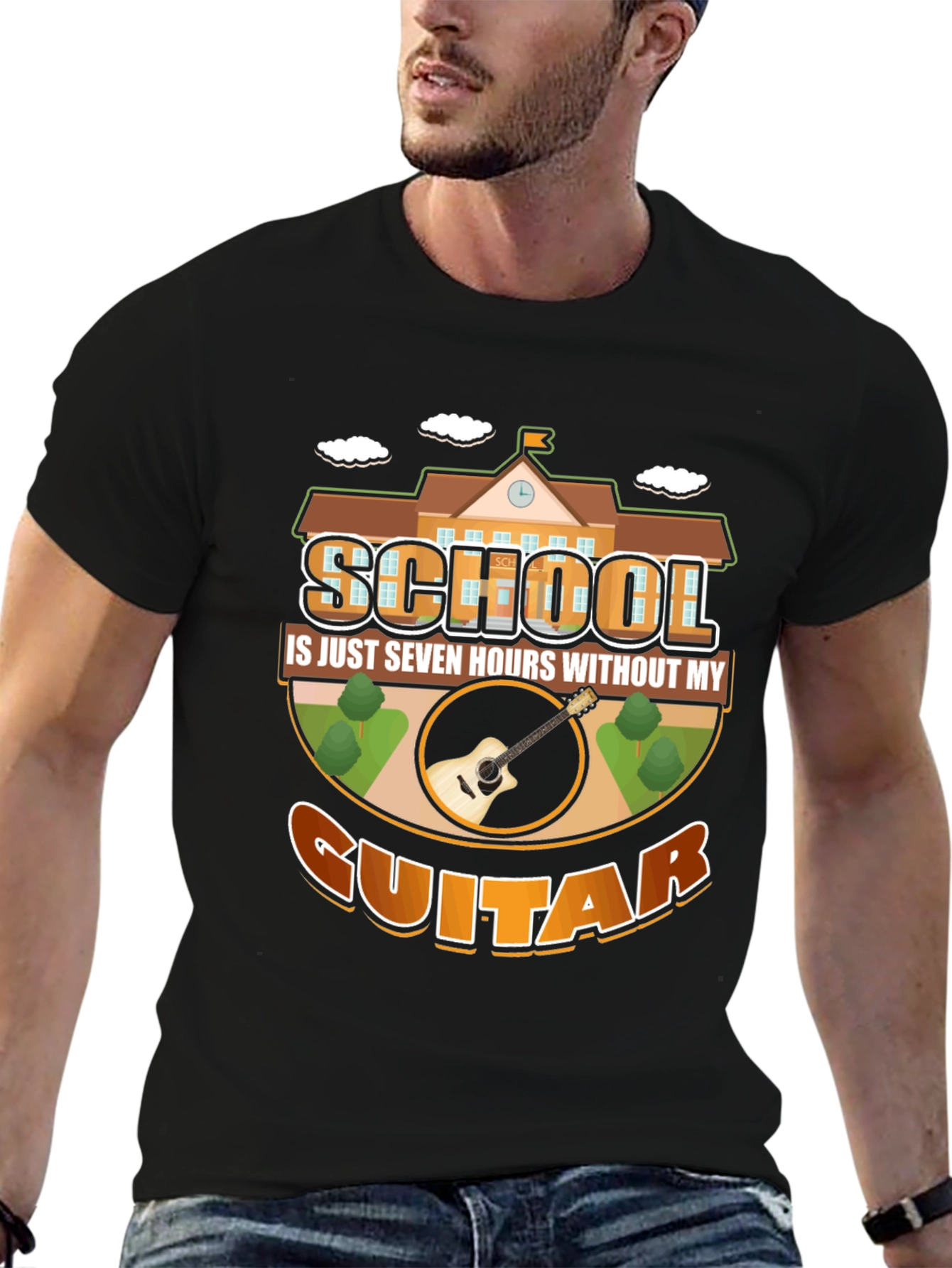 School Guitar T-Shirt: Seven Hours Without My Guitar