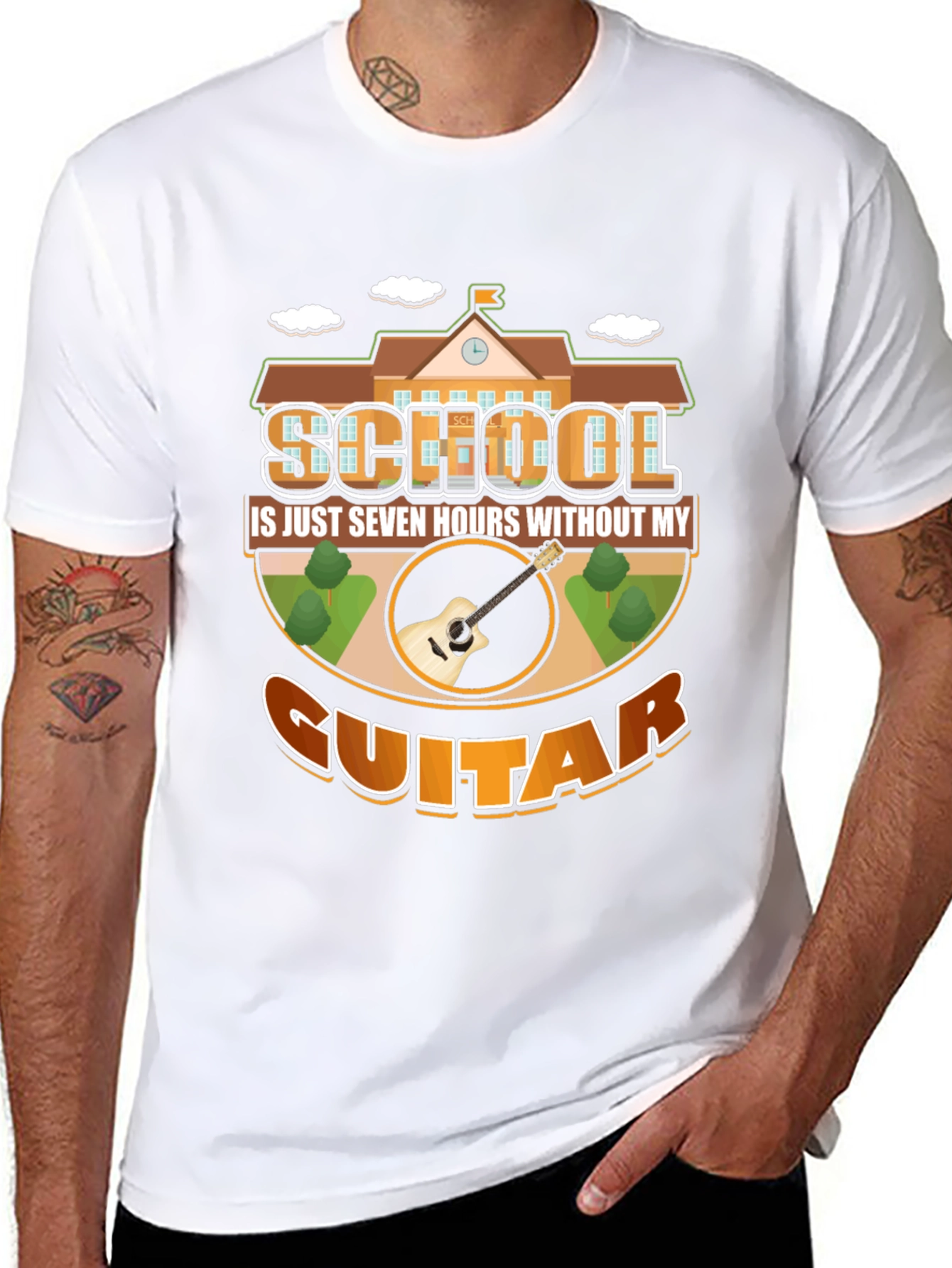 School Guitar T-Shirt: Seven Hours Without My Guitar