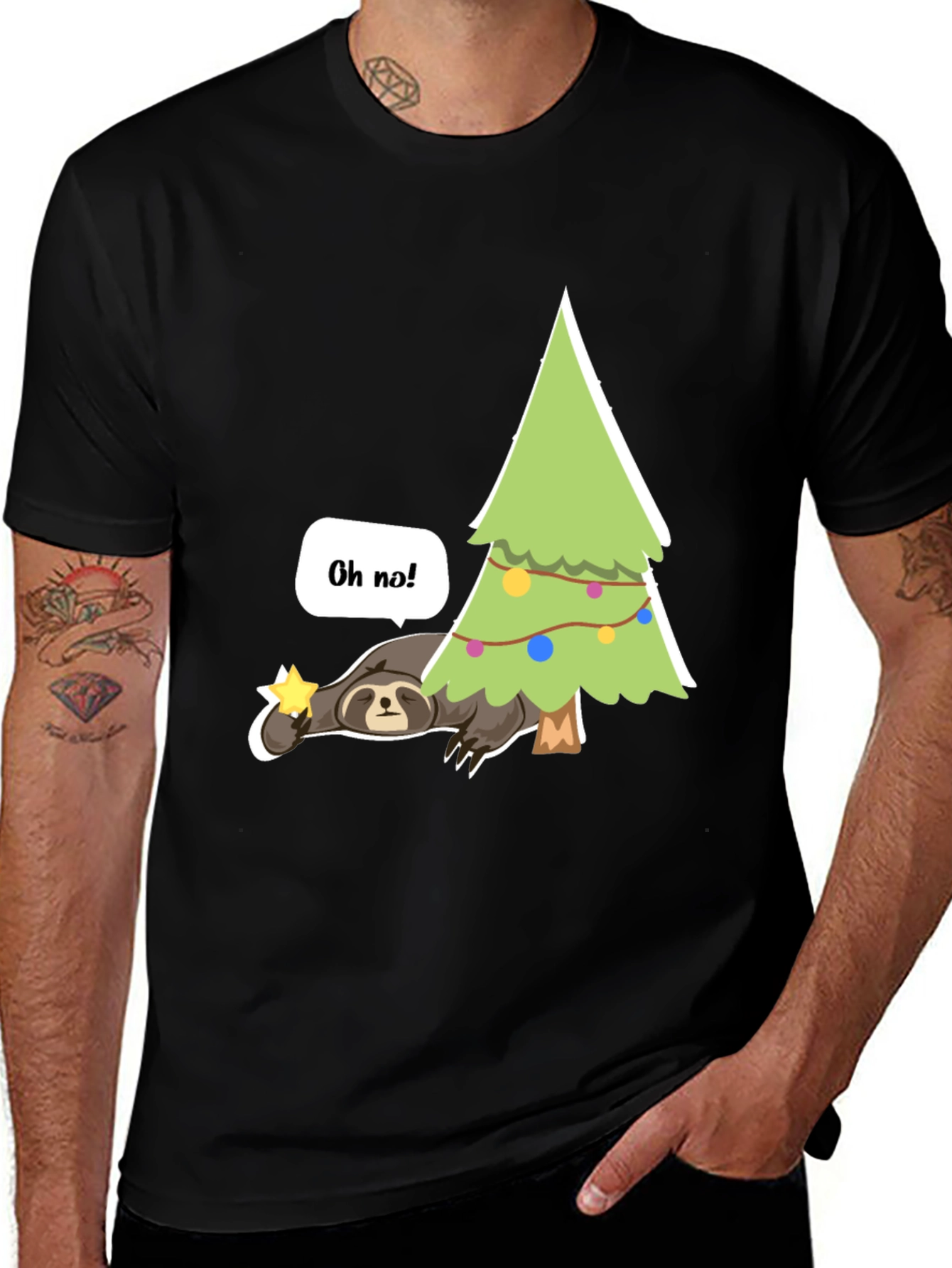 Lazy Sloth Christmas T-Shirt - Oh No!