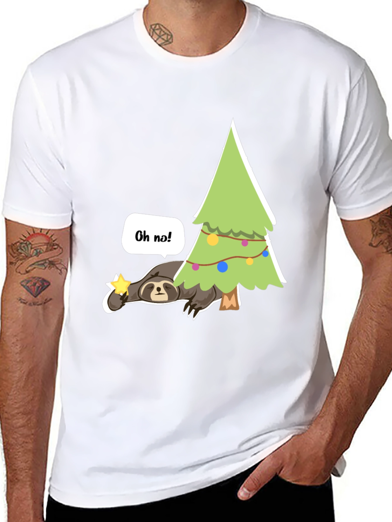 Lazy Sloth Christmas T-Shirt - Oh No!
