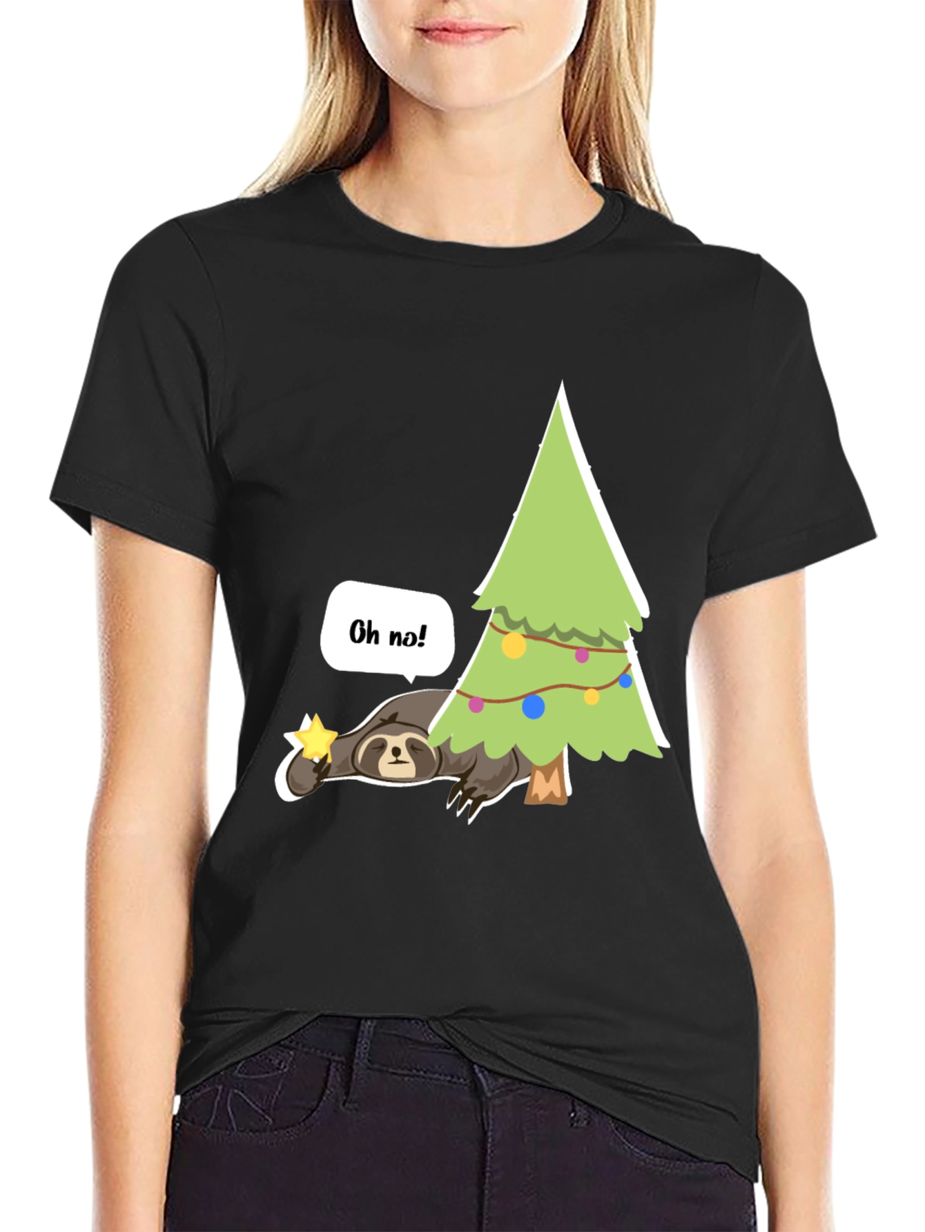 Lazy Sloth Christmas T-Shirt - Oh No!