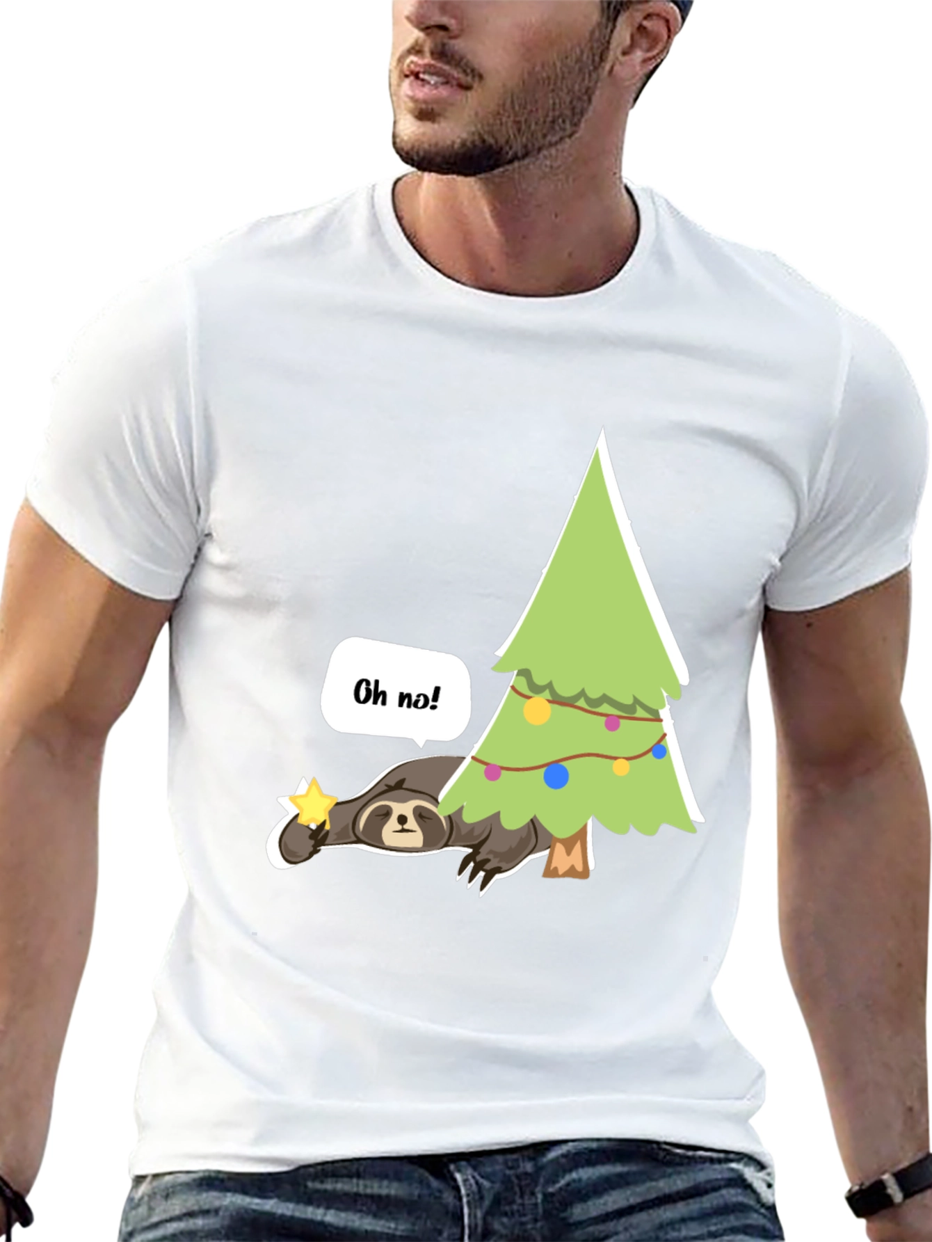 Lazy Sloth Christmas T-Shirt - Oh No!