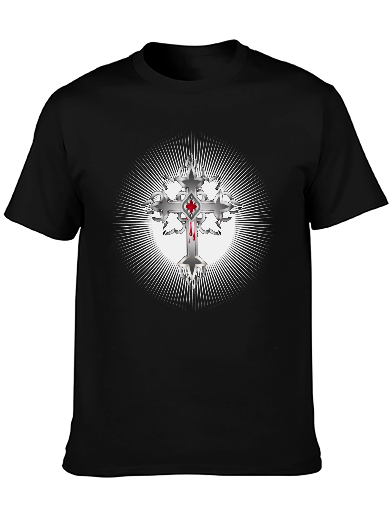 Gothic Cross Graphic Tee - Mens Black T-Shirt
