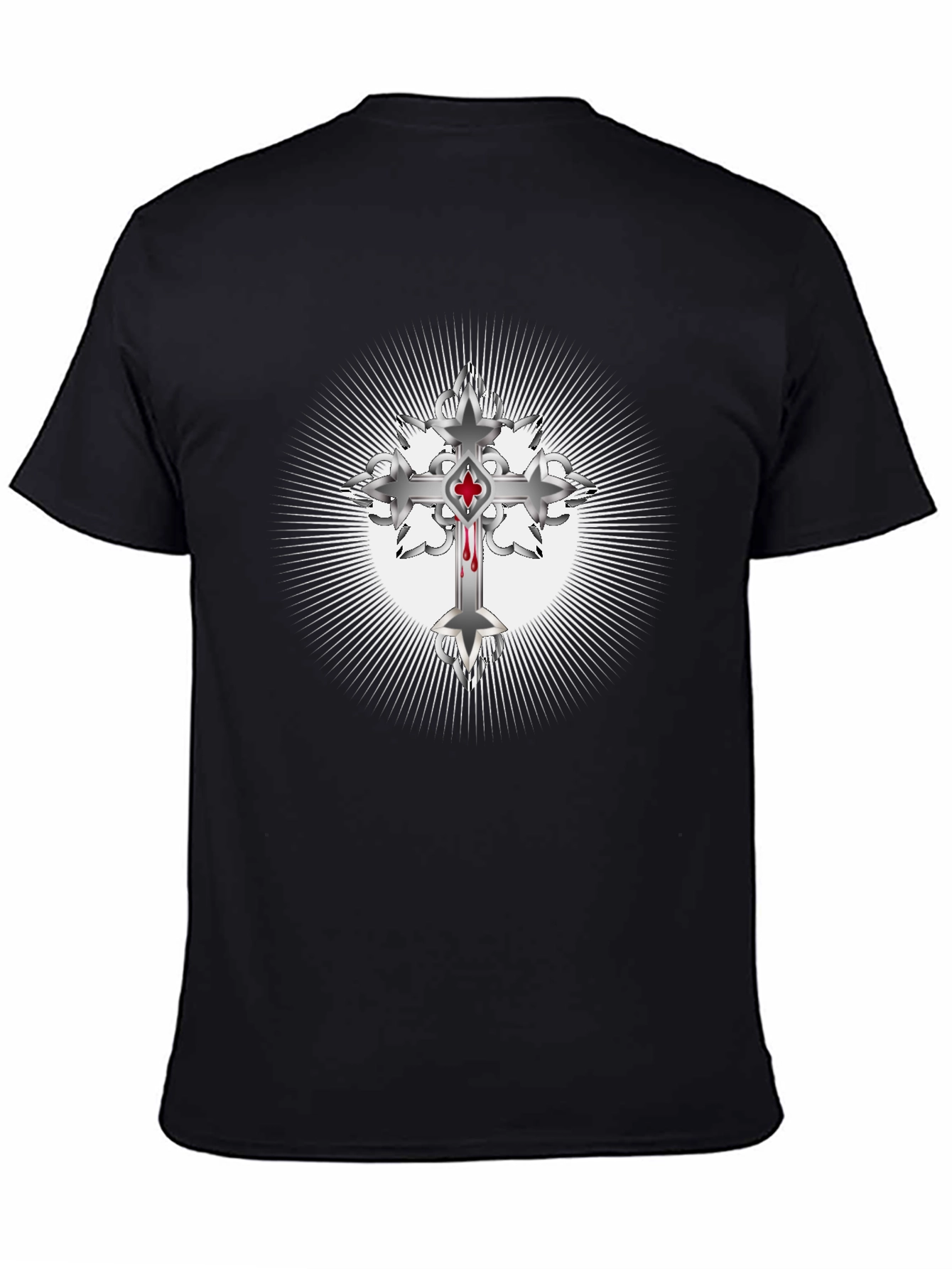 Gothic Cross Graphic Tee - Mens Black T-Shirt
