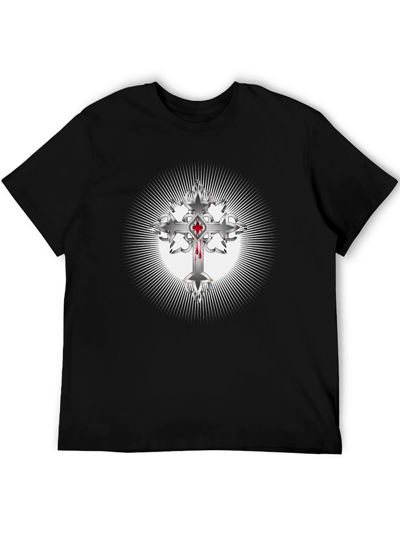 Gothic Cross Graphic Tee - Mens Black T-Shirt