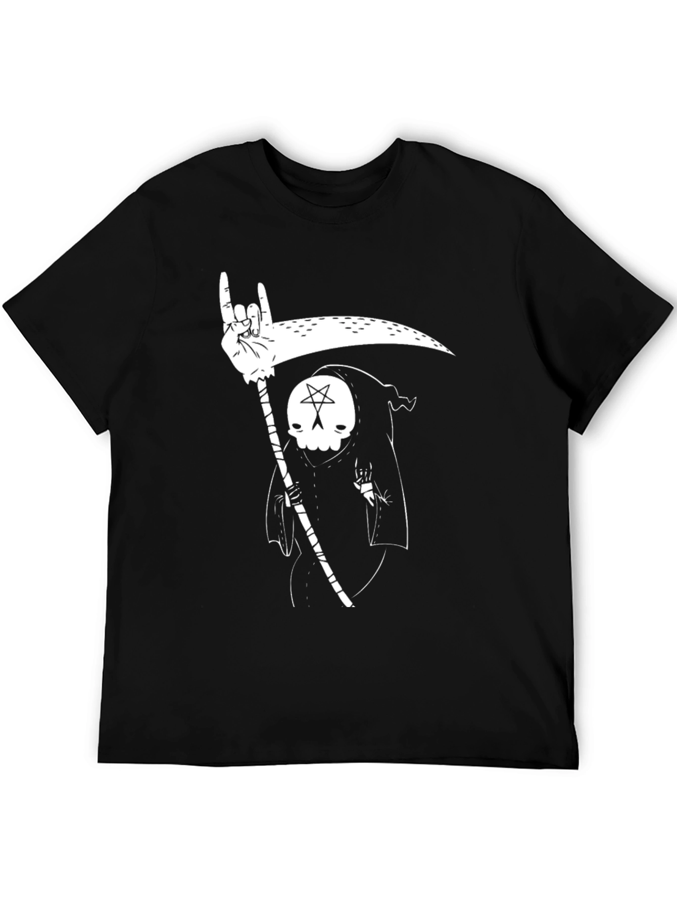 Grim Reaper Rock On T-Shirt - Black Graphic Tee