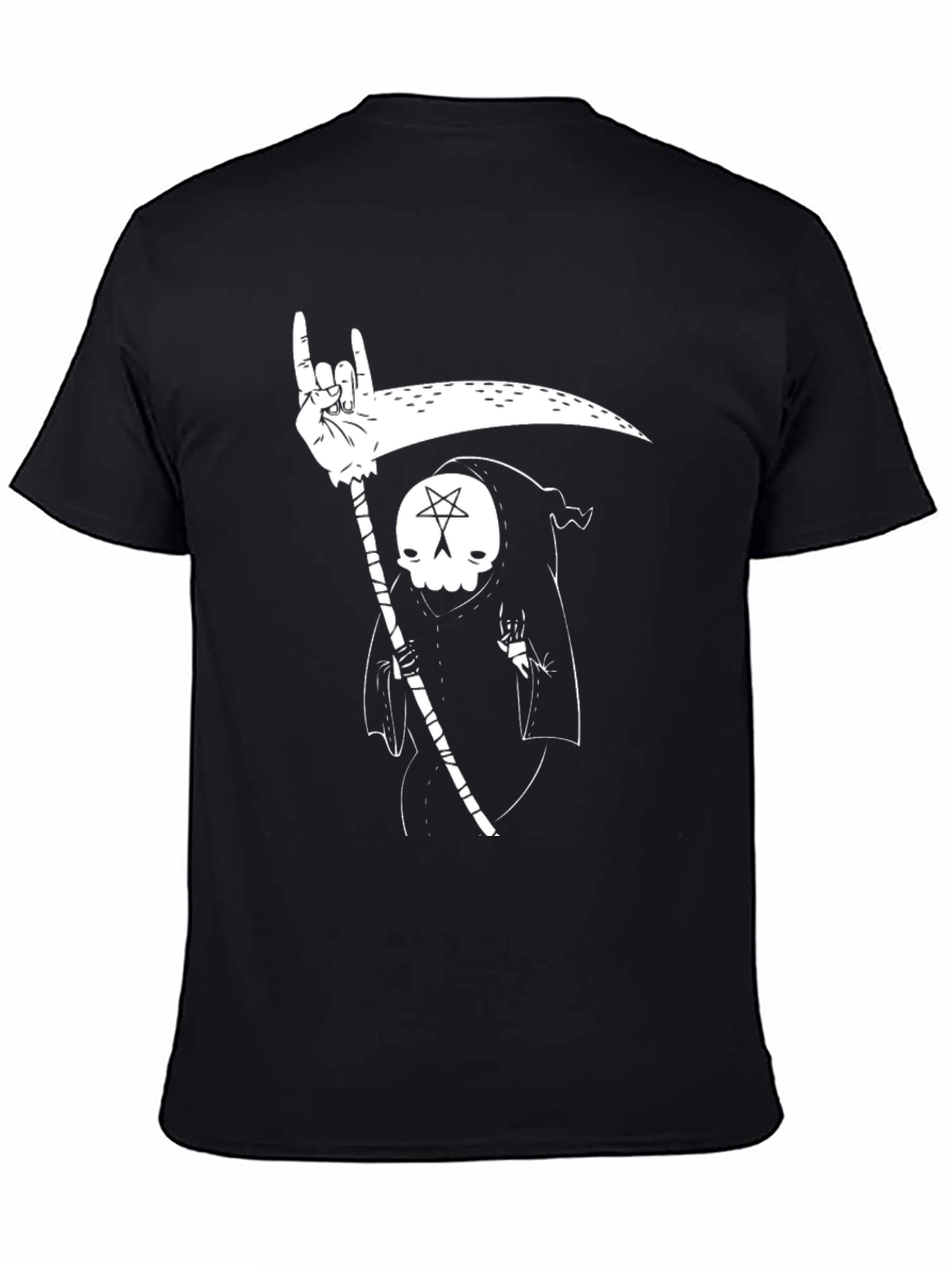 Grim Reaper Rock On T-Shirt - Black Graphic Tee