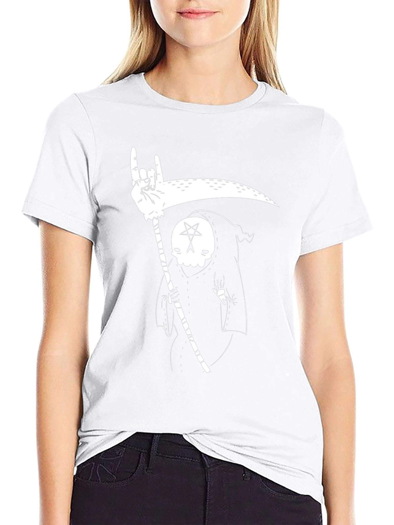 Grim Reaper Rock On T-Shirt - Black Graphic Tee