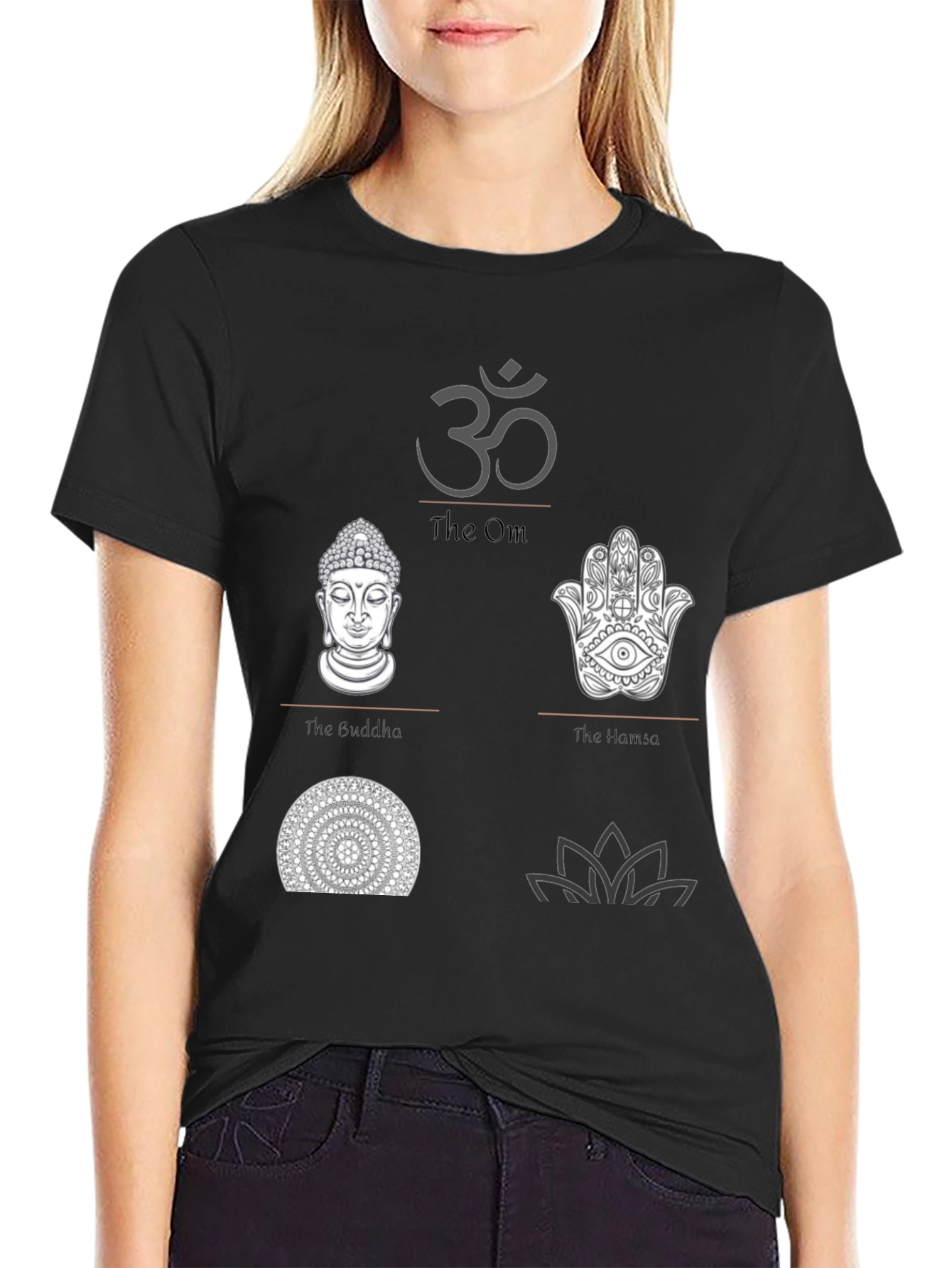Spiritual Symbol Graphic Print Black T-Shirt
