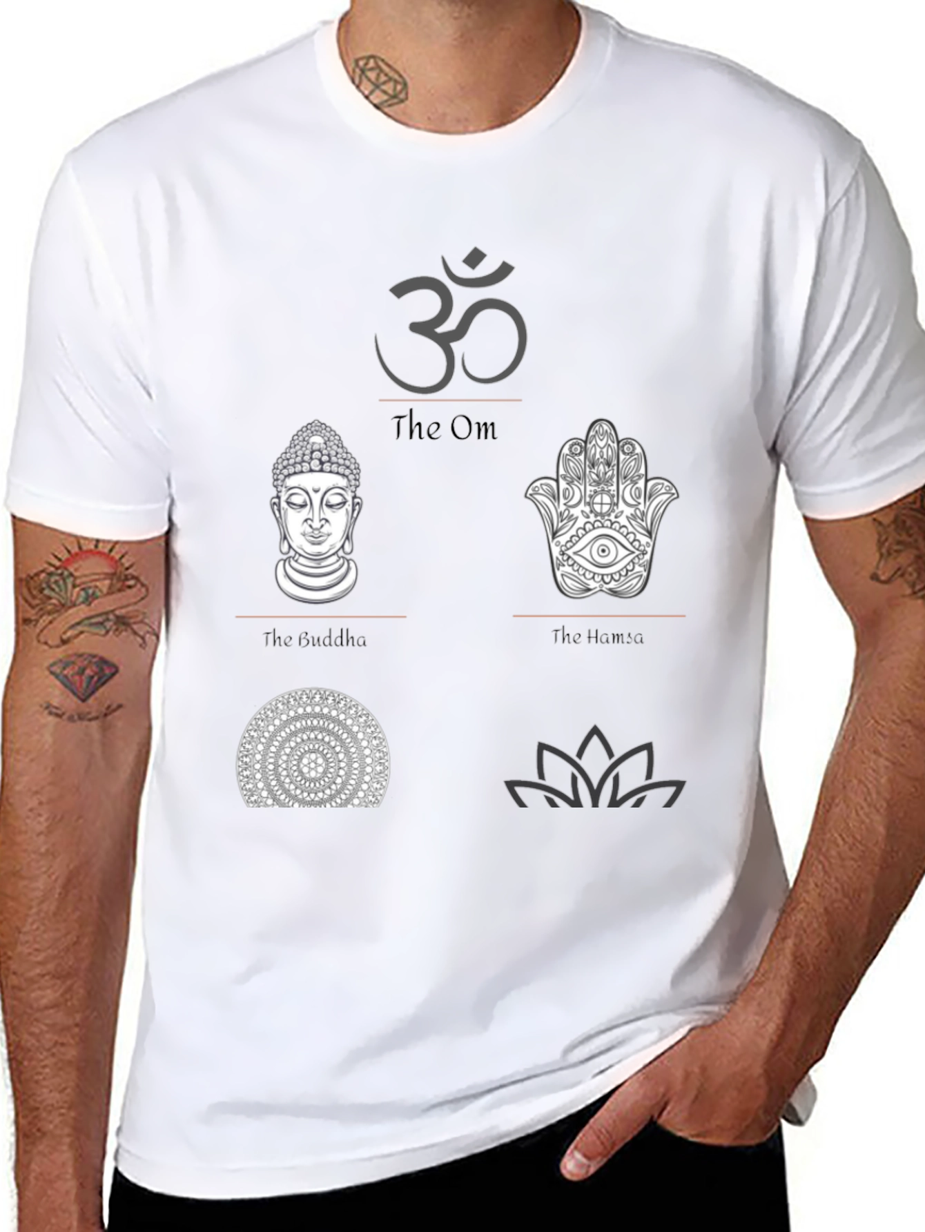 Spiritual Symbol Graphic Print Black T-Shirt
