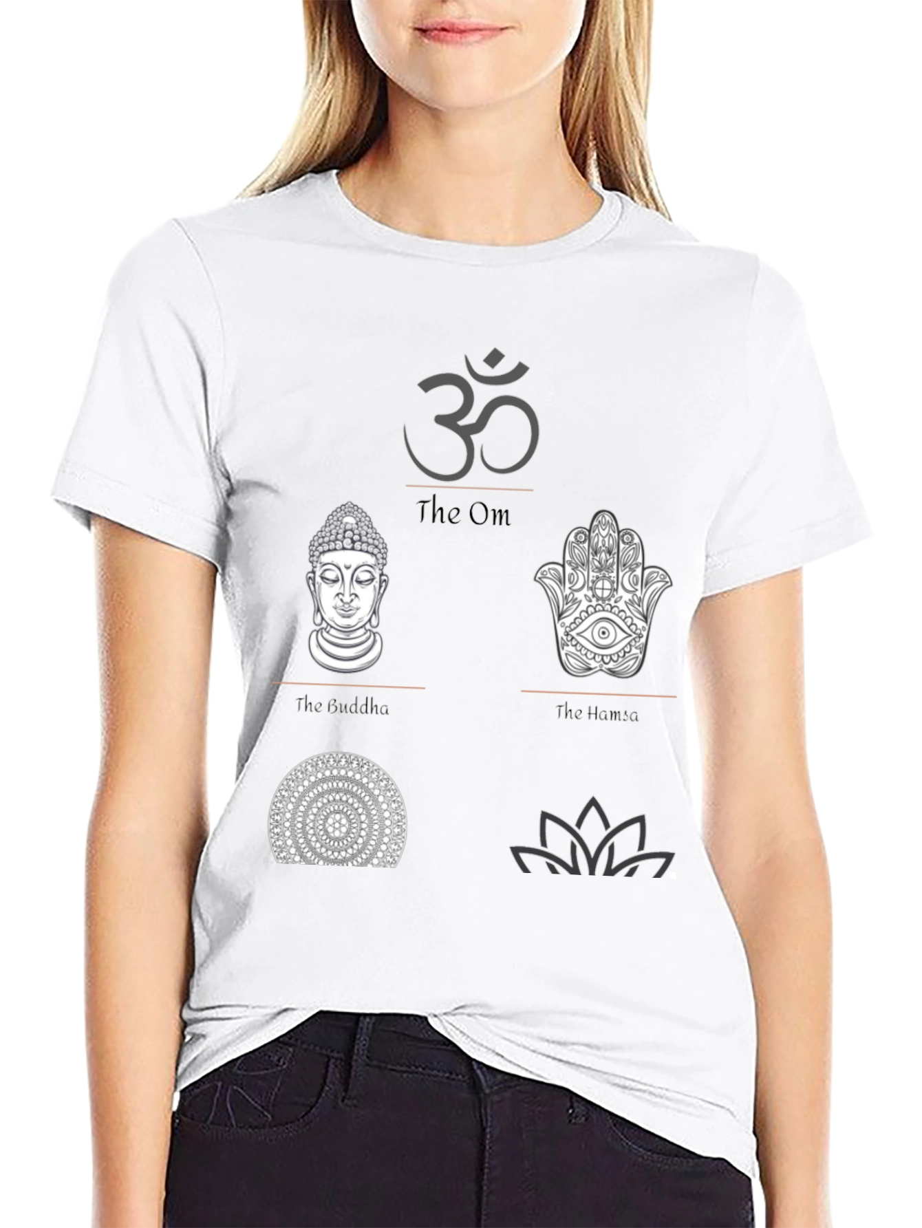 Spiritual Symbol Graphic Print Black T-Shirt