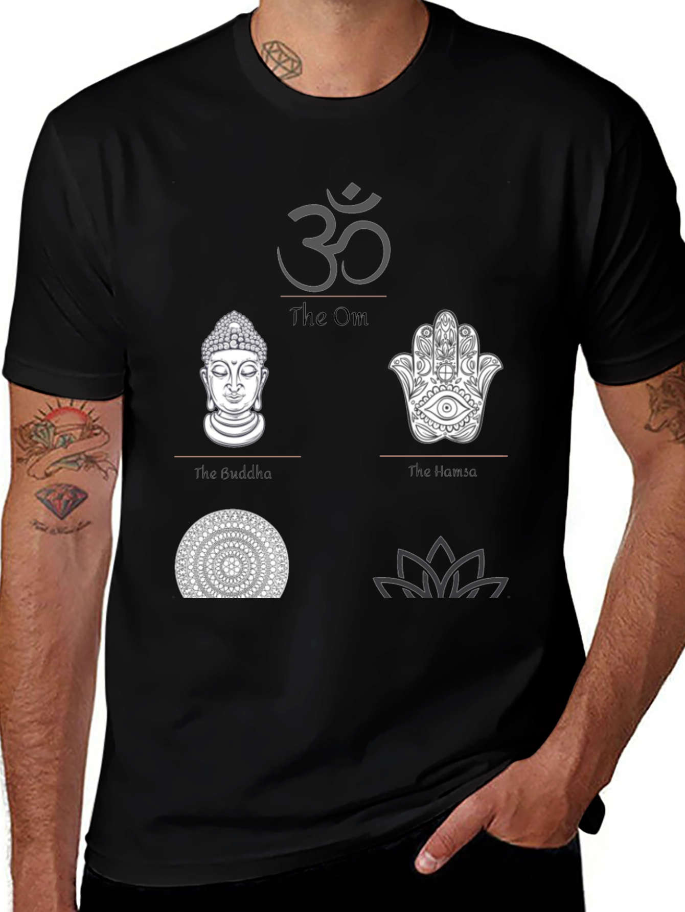 Spiritual Symbol Graphic Print Black T-Shirt