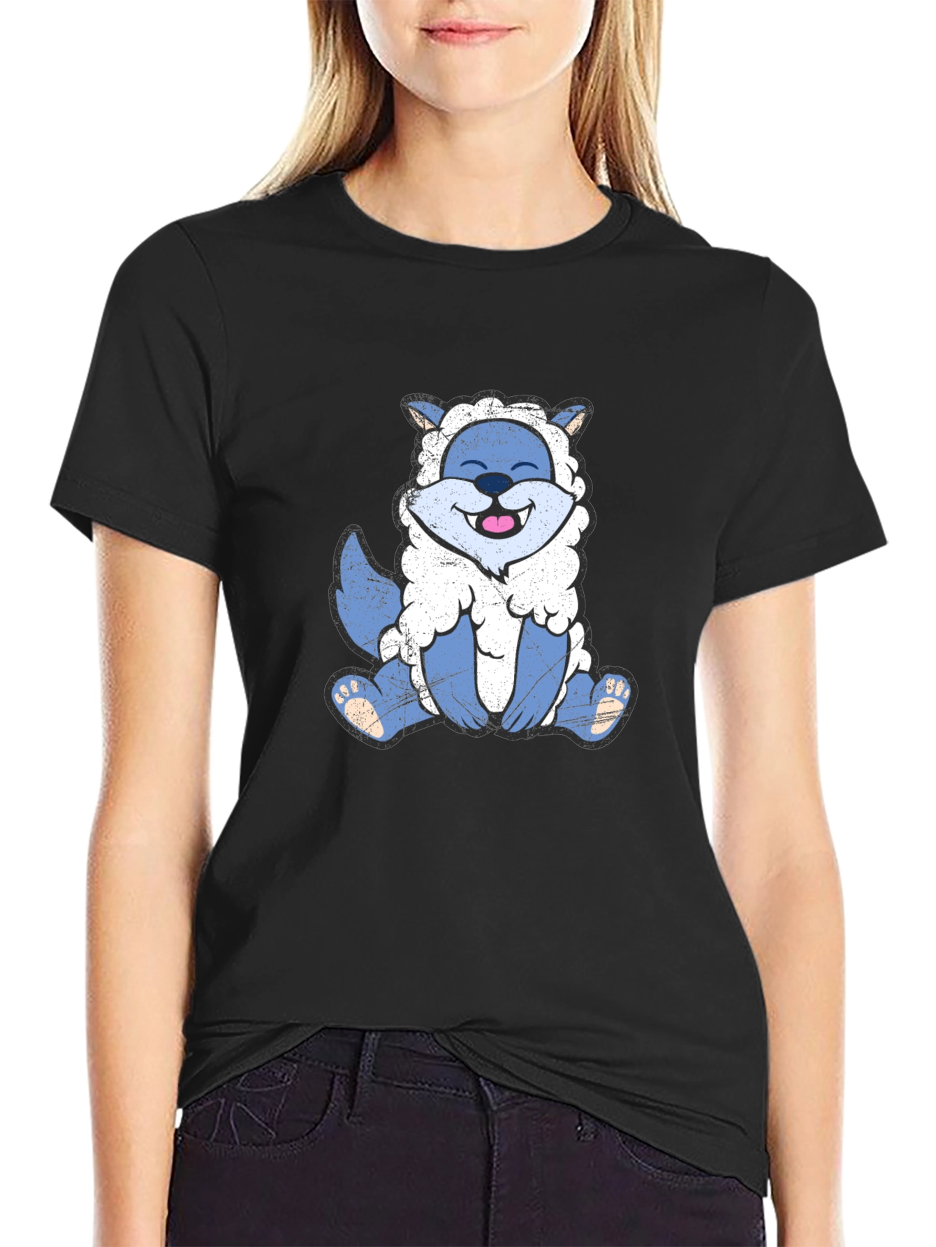Funny Wolf in Sheeps Clothing Black T-Shirt