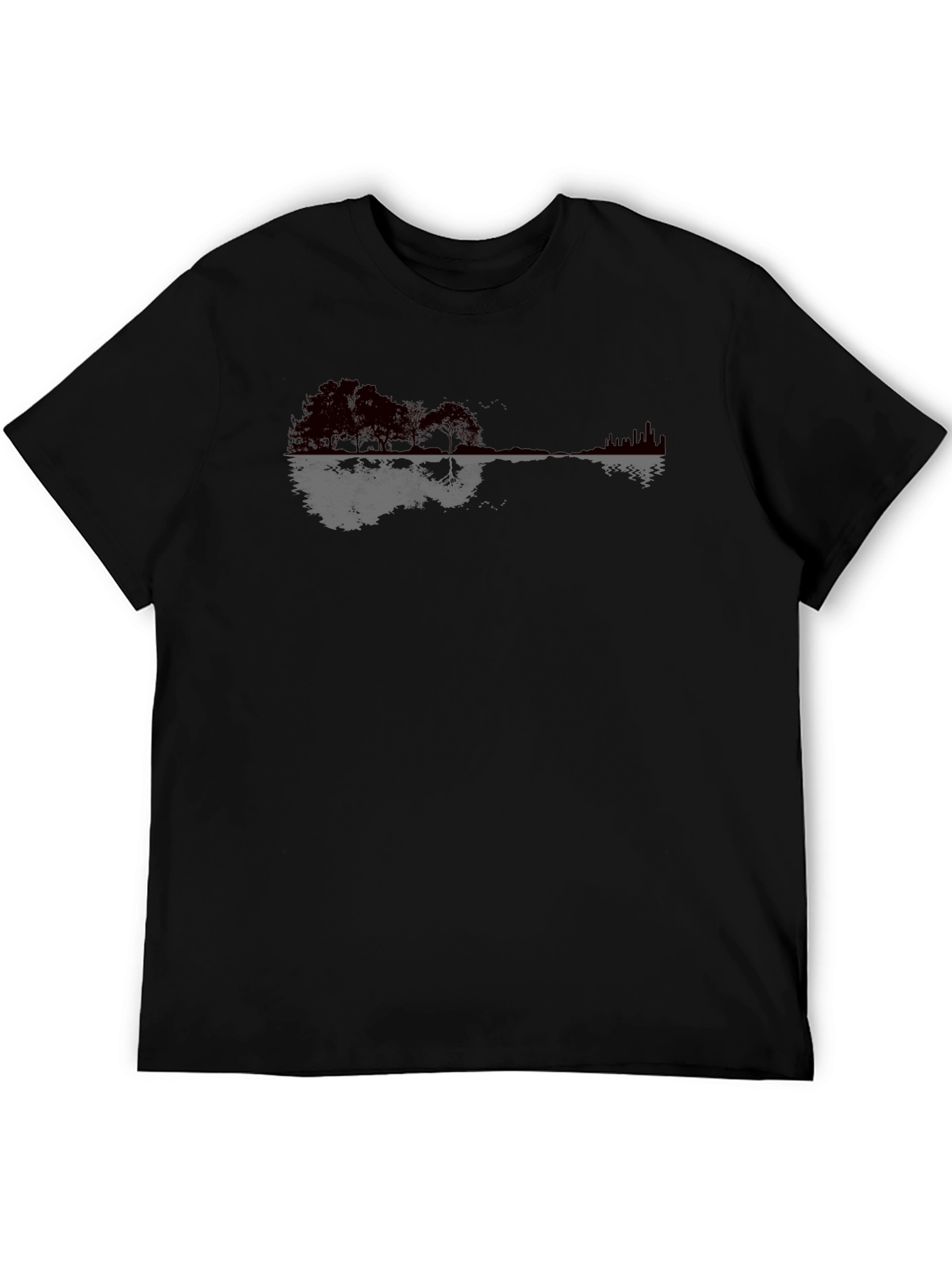 Guitar Landscape Graphic Tee - Soft Black Cotton