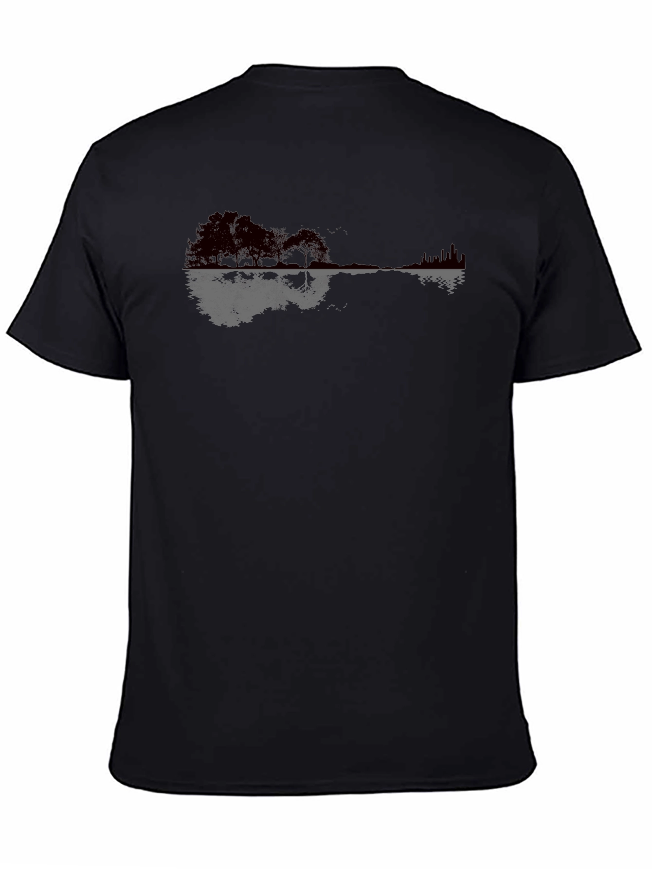 Guitar Landscape Graphic Tee - Soft Black Cotton