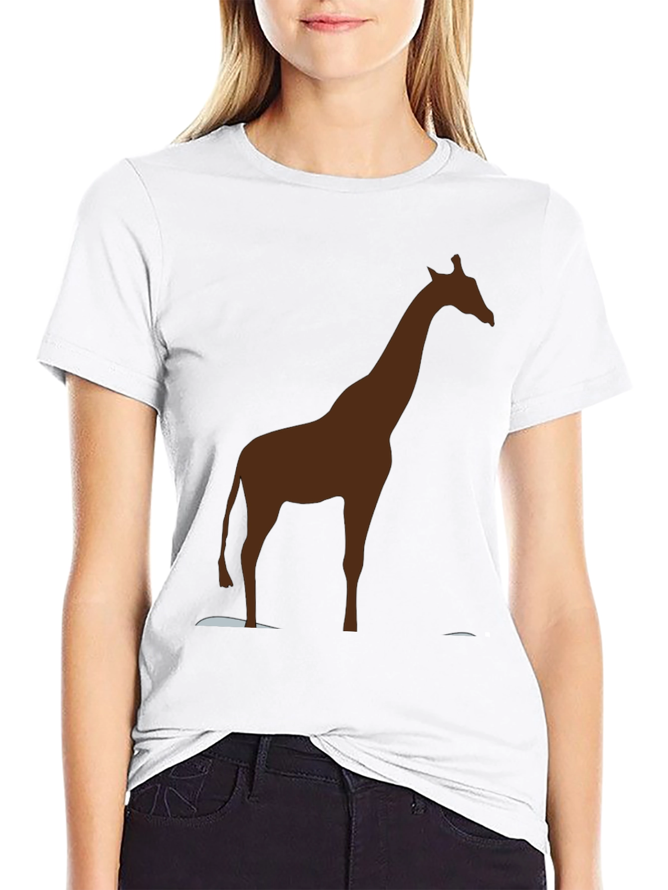 Giraffe Silhouette Black T-Shirt