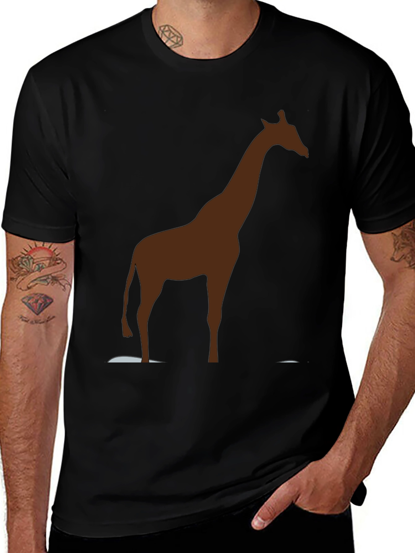 Giraffe Silhouette Black T-Shirt