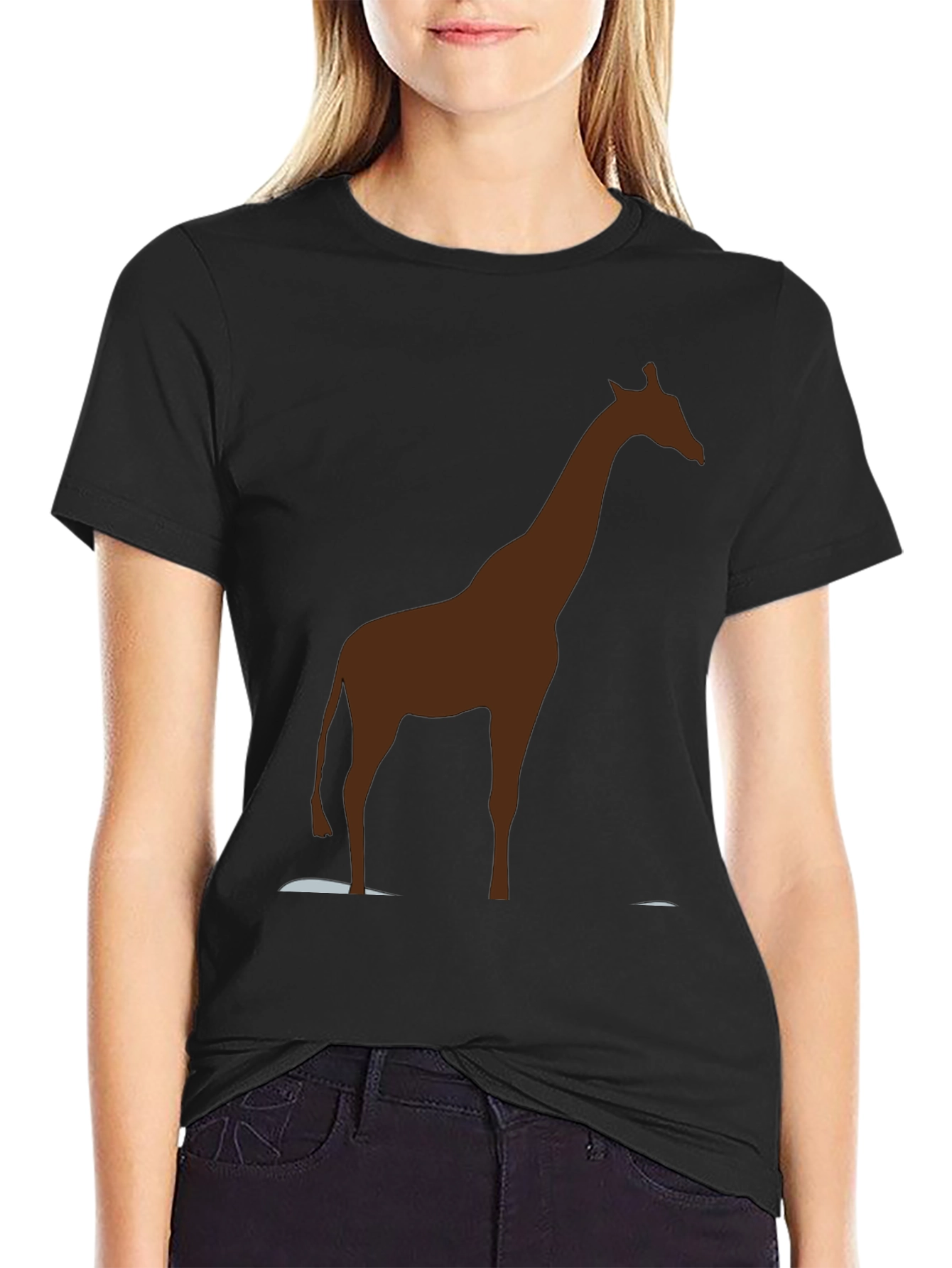 Giraffe Silhouette Black T-Shirt