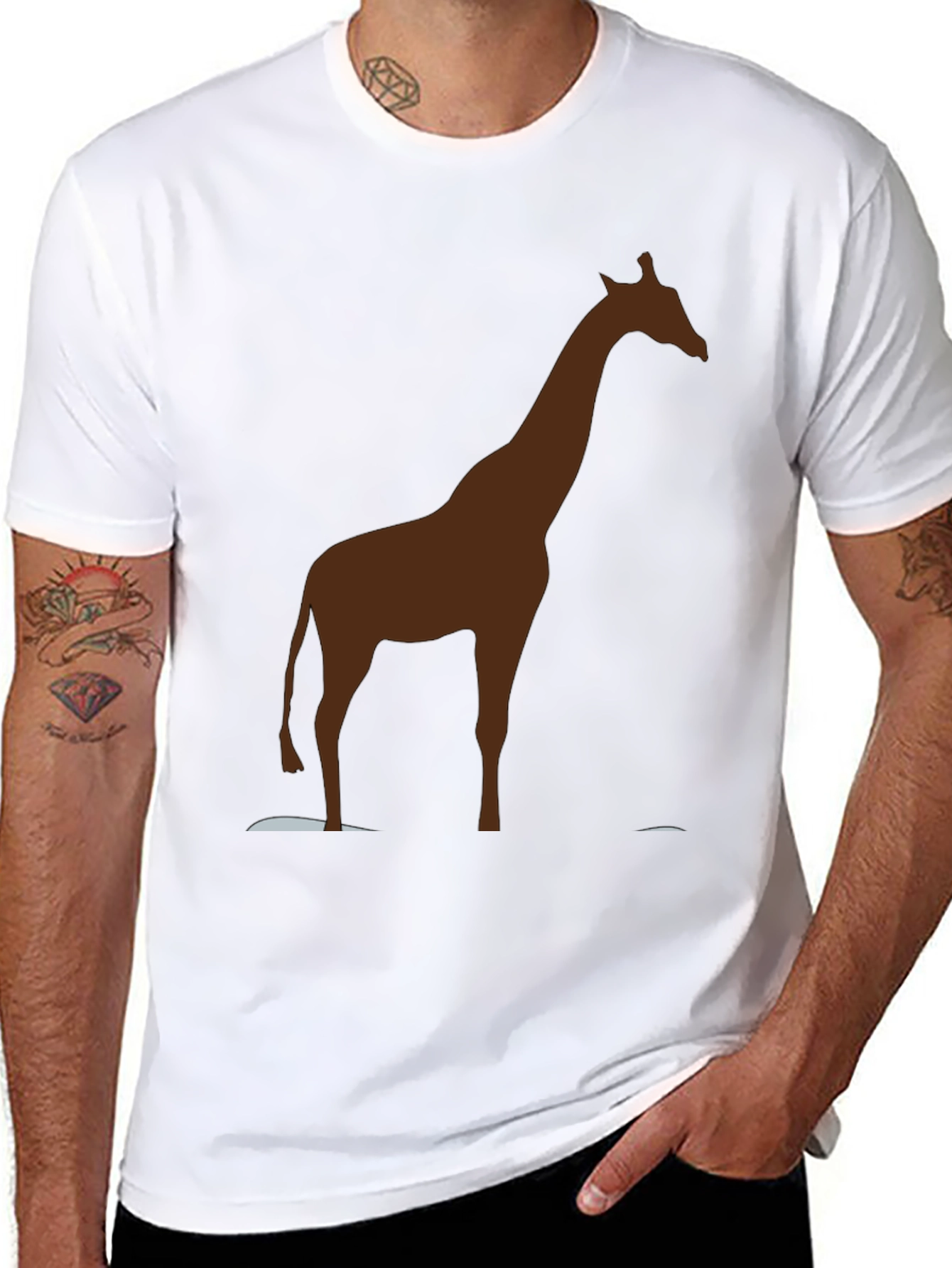 Giraffe Silhouette Black T-Shirt