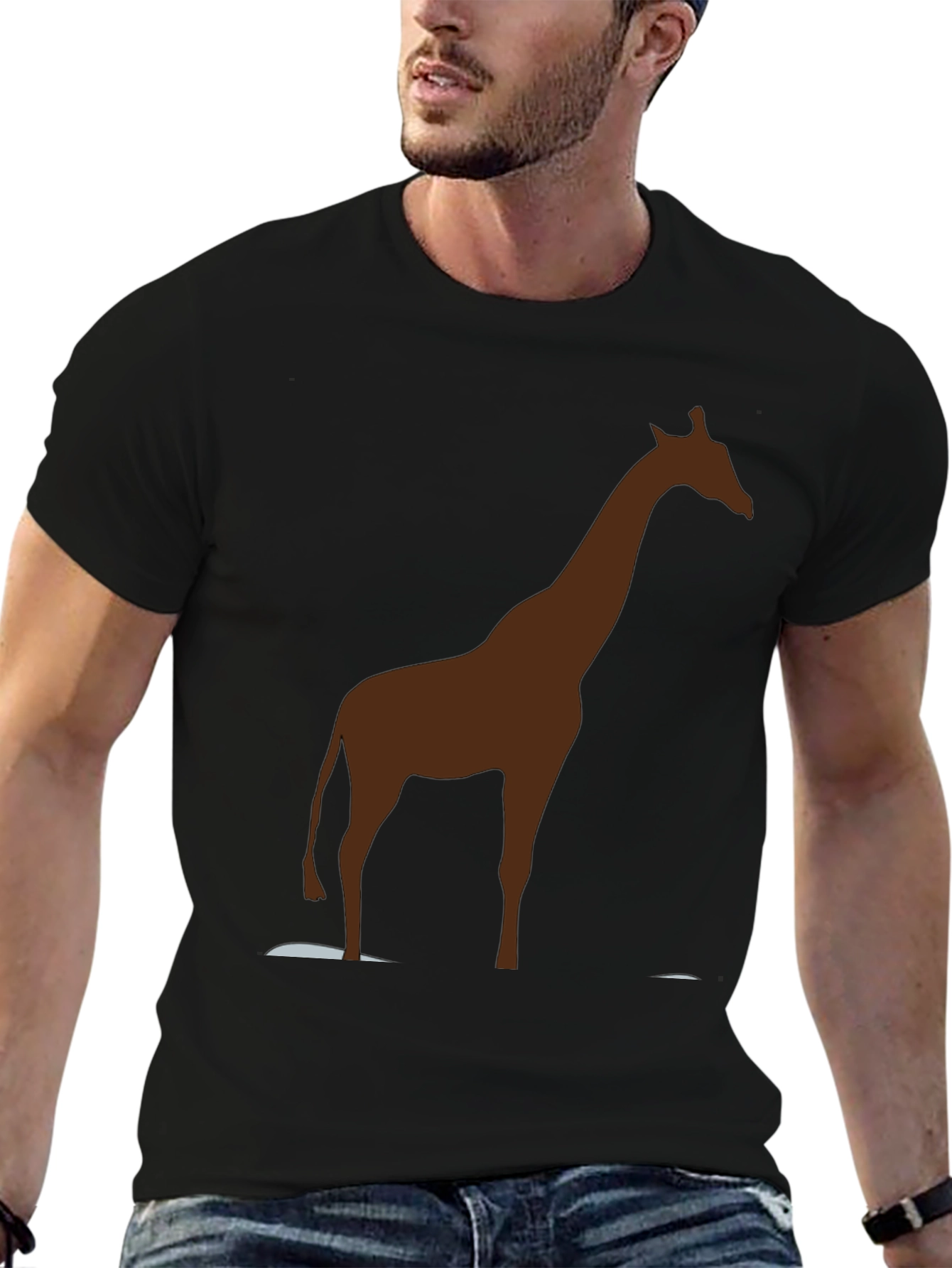 Giraffe Silhouette Black T-Shirt