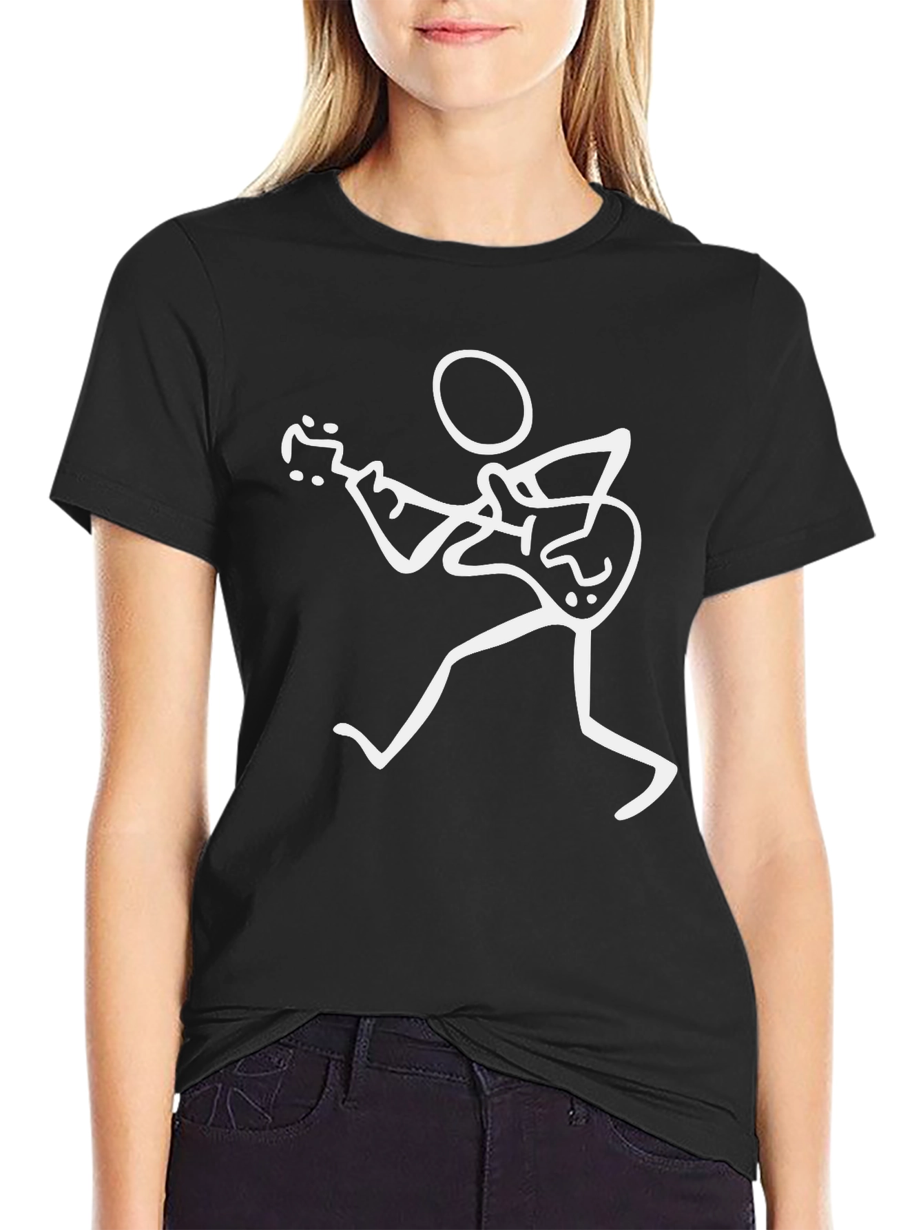 Stick Figure Guitarist Black T-Shirt