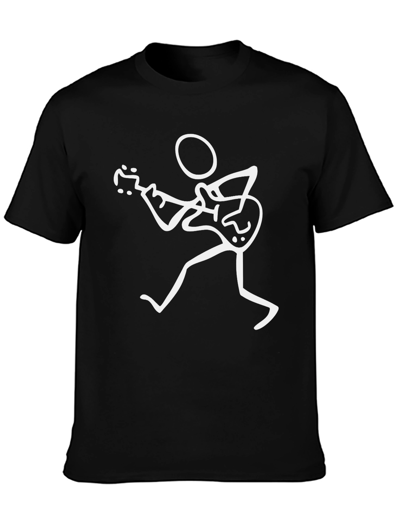 Stick Figure Guitarist Black T-Shirt