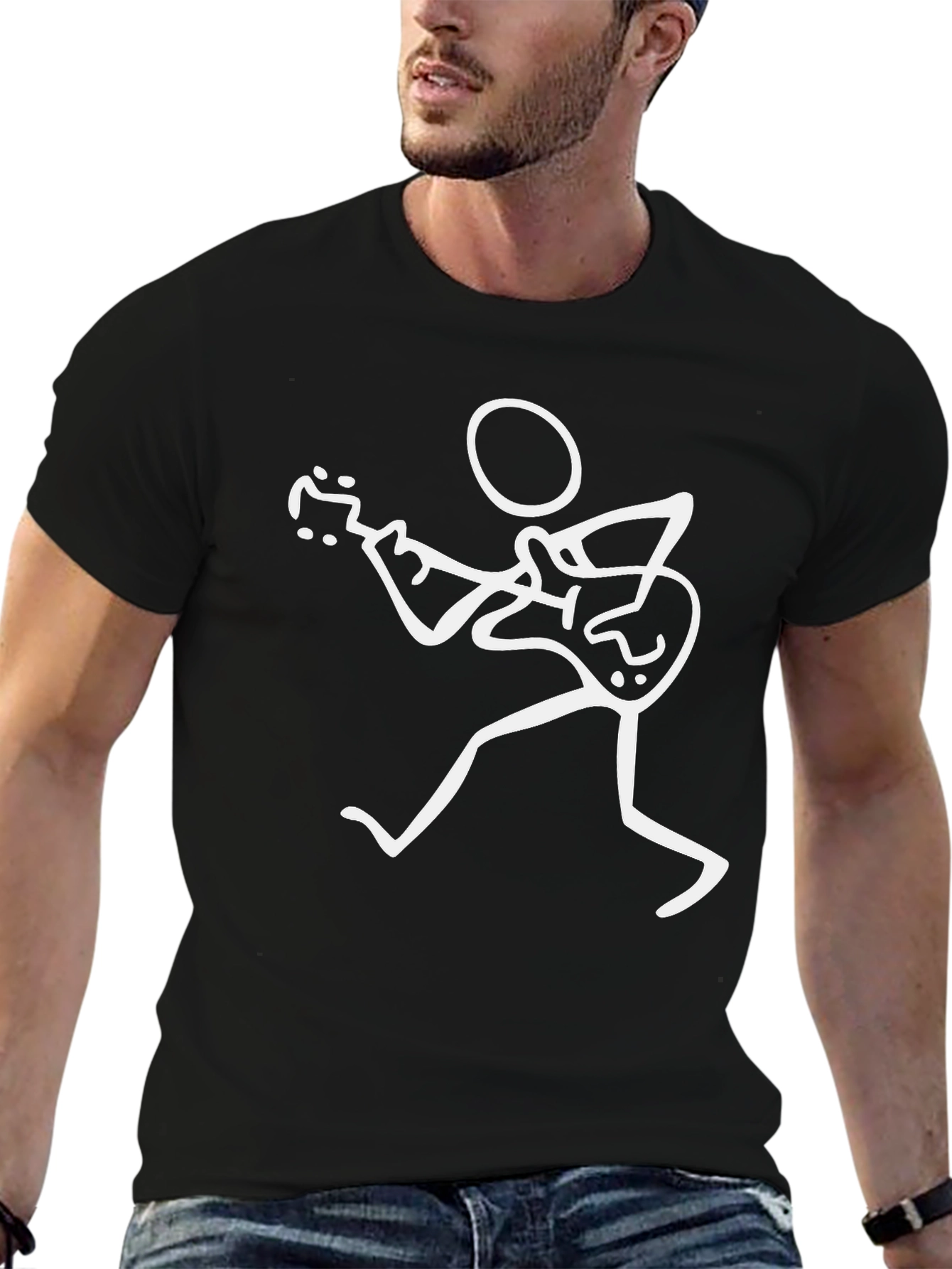 Stick Figure Guitarist Black T-Shirt