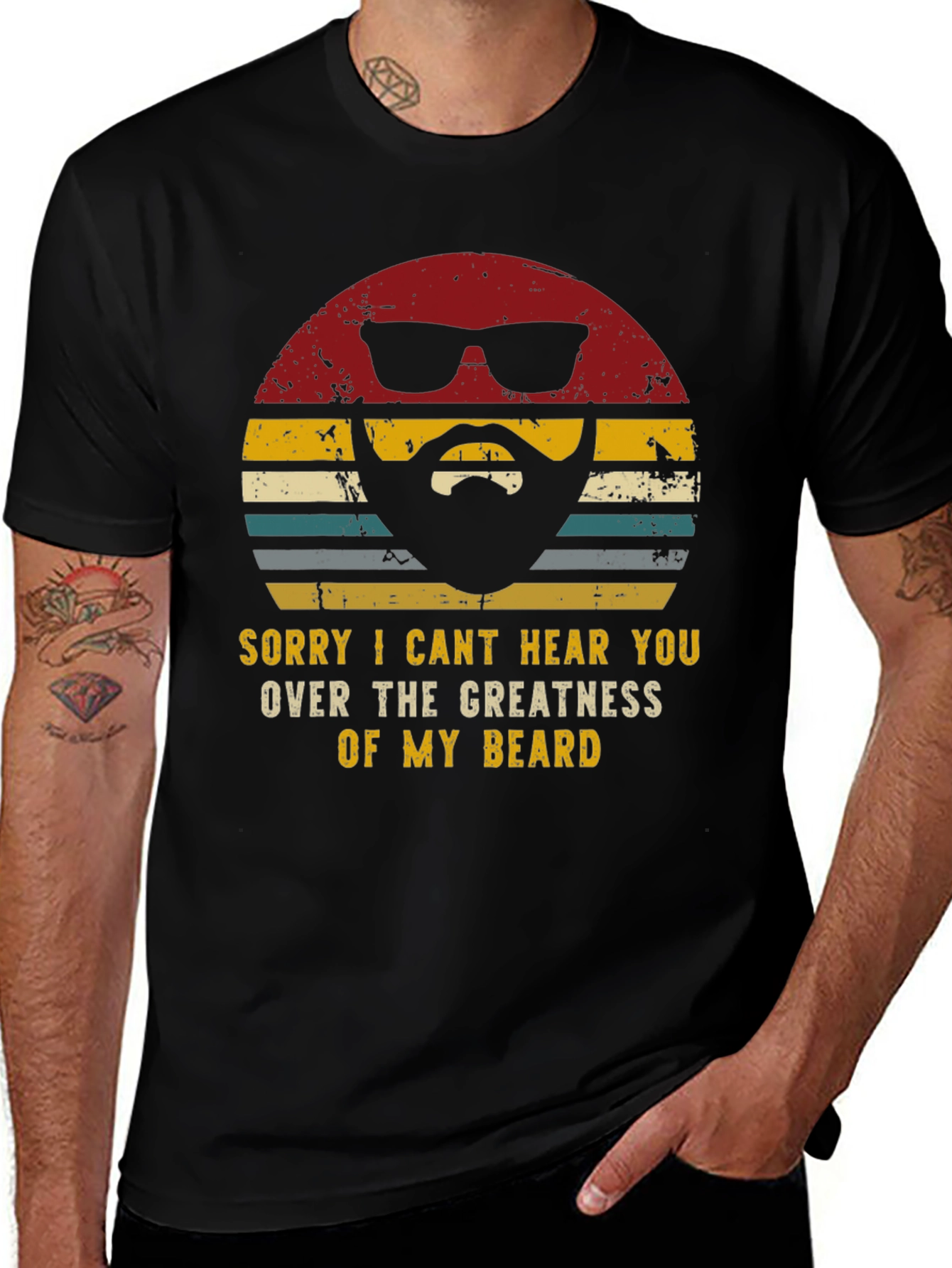 Funny Beard Graphic Mens T-Shirt