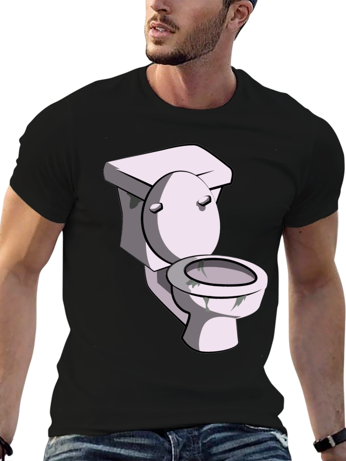 Toilet Humor Graphic Tee - Black