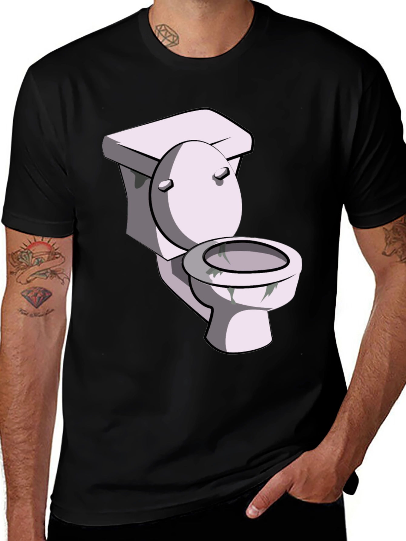 Toilet Humor Graphic Tee - Black
