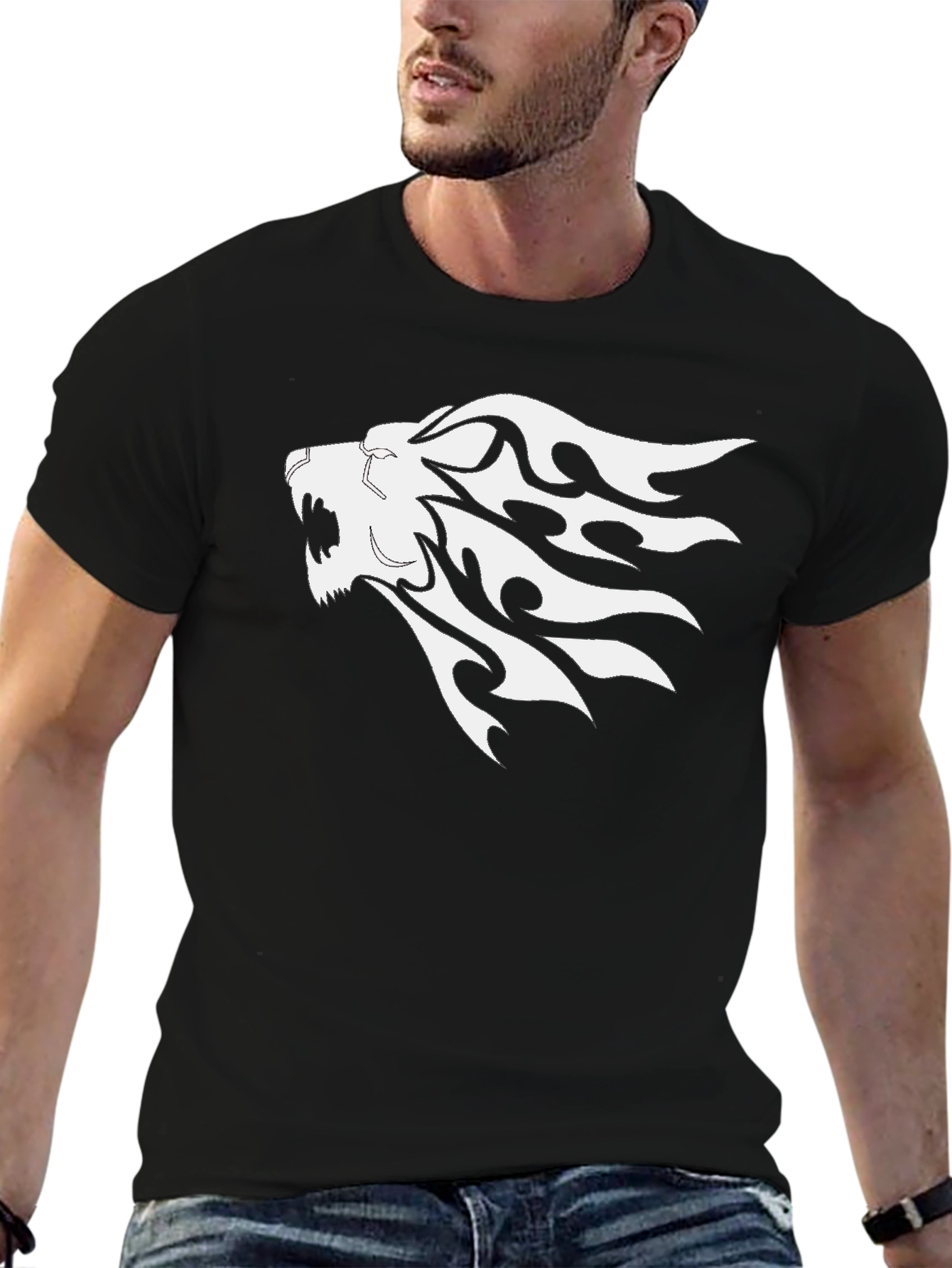Black Lion Head Graphic Tee