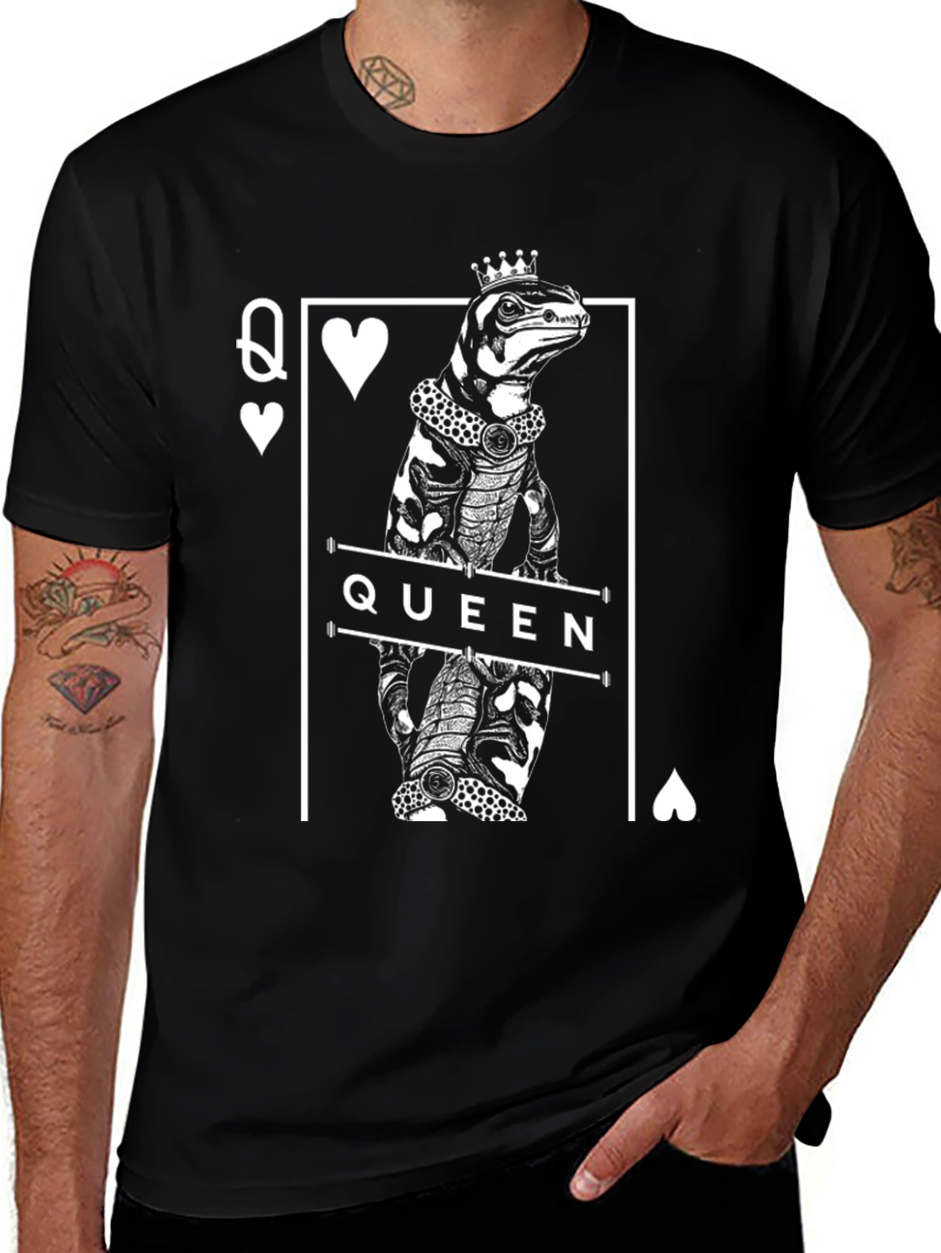 Queen Lizard T-Shirt - Reptile Card Graphic Tee