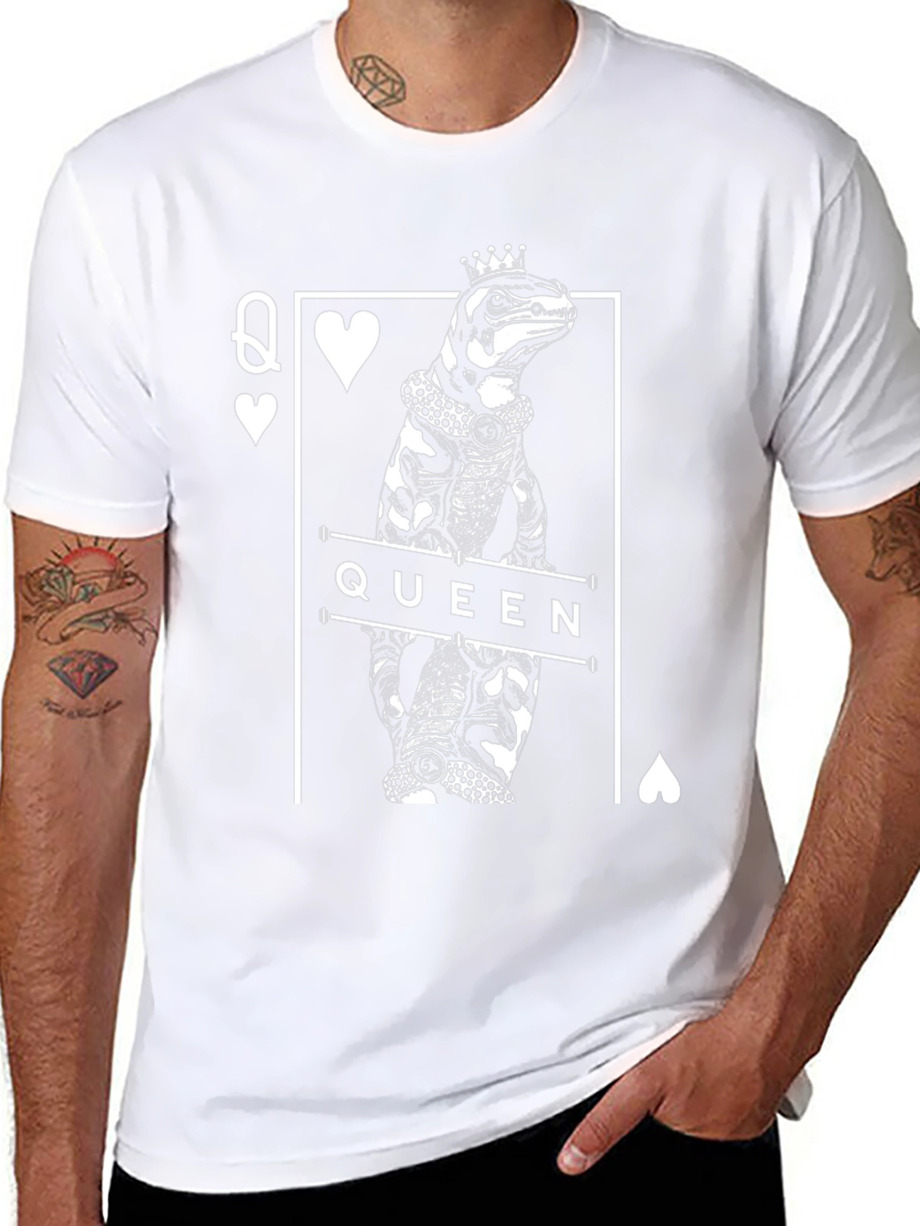 Queen Lizard T-Shirt - Reptile Card Graphic Tee