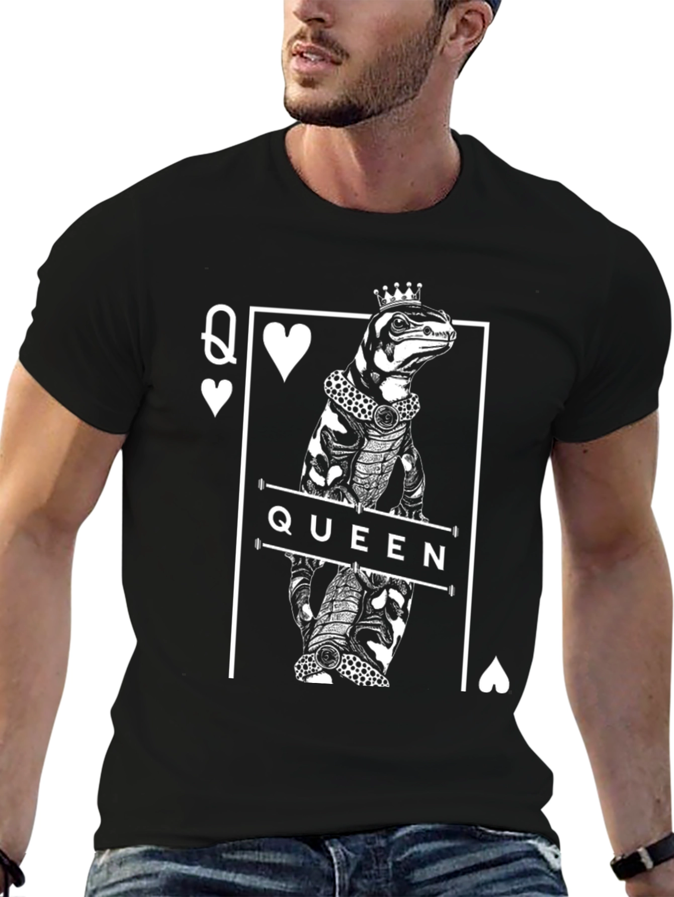 Queen Lizard T-Shirt - Reptile Card Graphic Tee