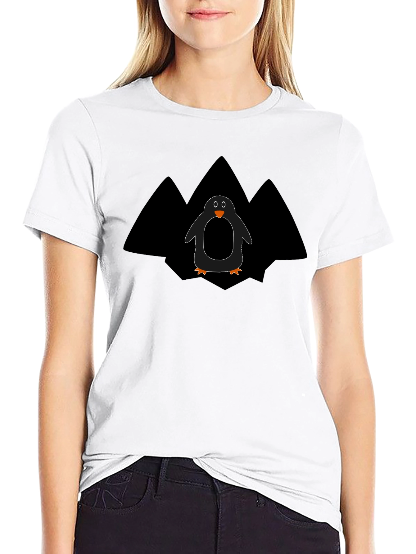 Penguin Graphic Tee - Black Cotton T-Shirt