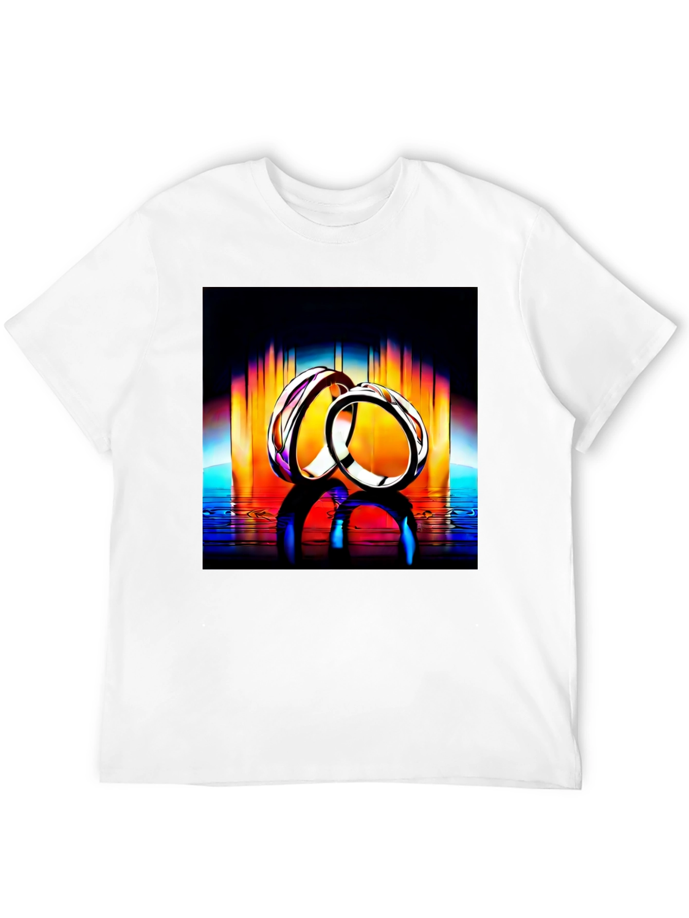 Rings Reflection Graphic Tee - Stylish Black T-Shirt