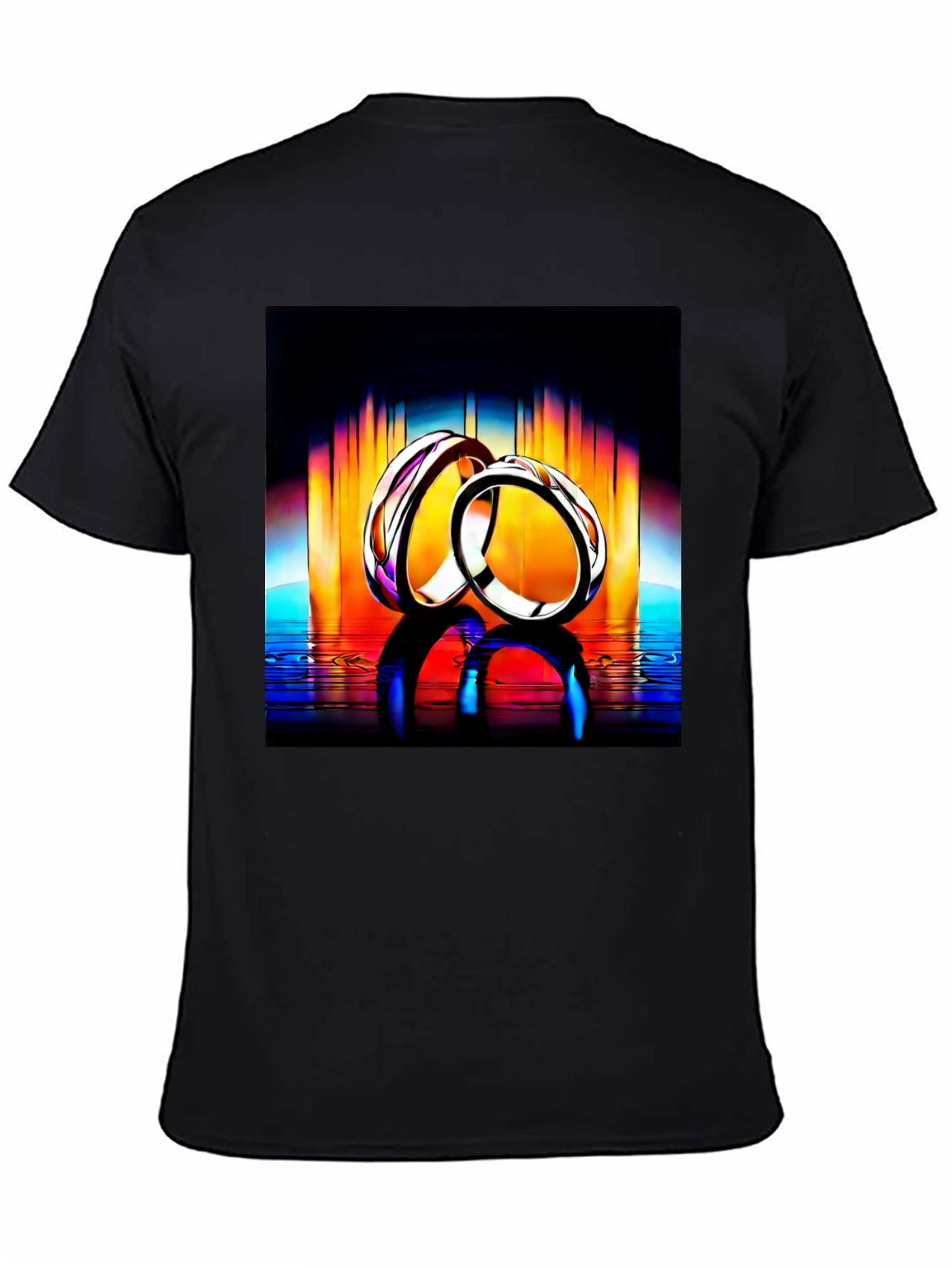 Rings Reflection Graphic Tee - Stylish Black T-Shirt