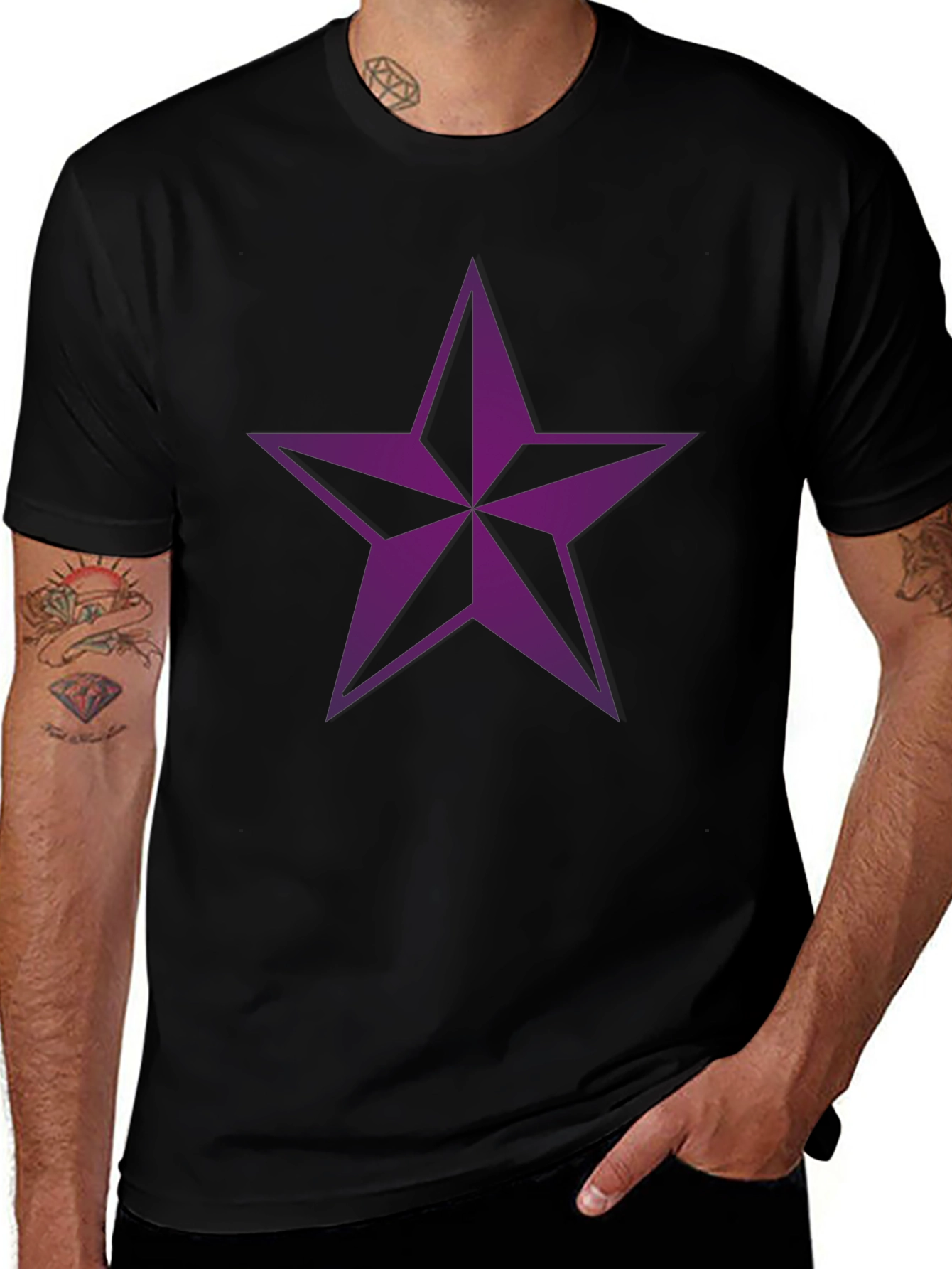 Star Graphic Tee - Mens Black Crewneck