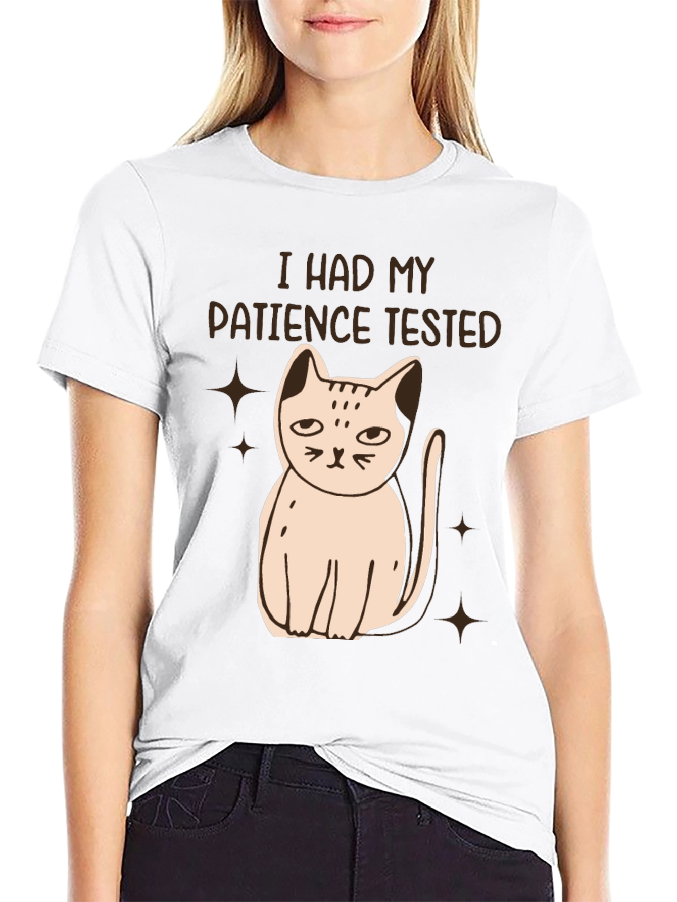 Patience Tested Cat Graphic Tee - Black