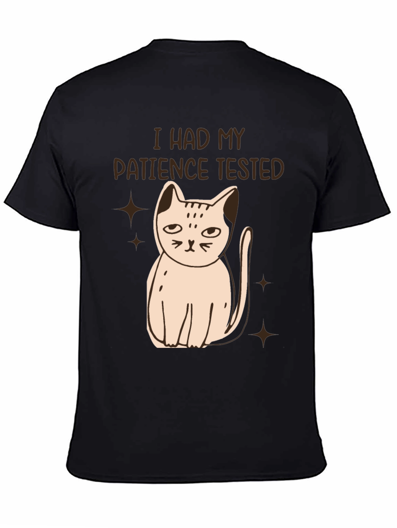 Patience Tested Cat Graphic Tee - Black