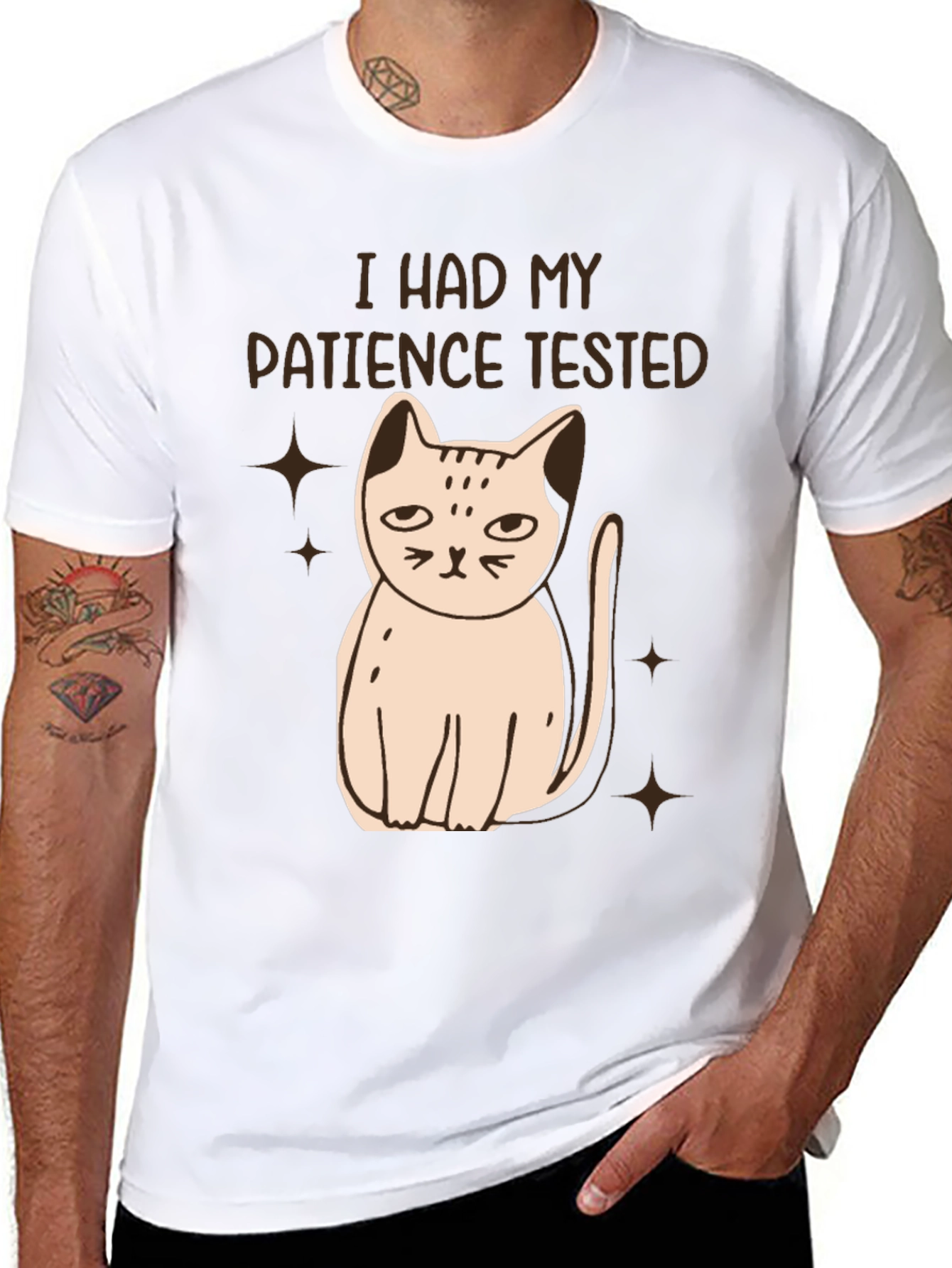 Patience Tested Cat Graphic Tee - Black