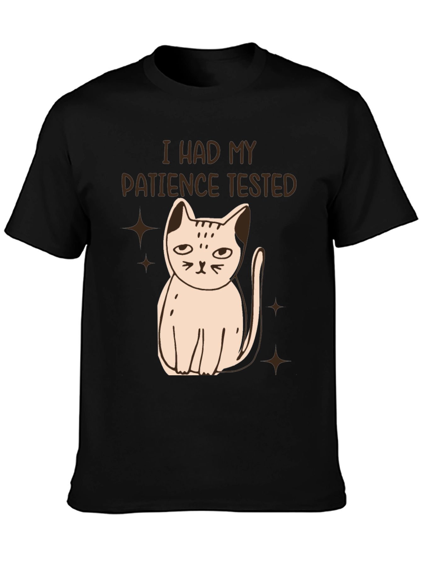 Patience Tested Cat Graphic Tee - Black