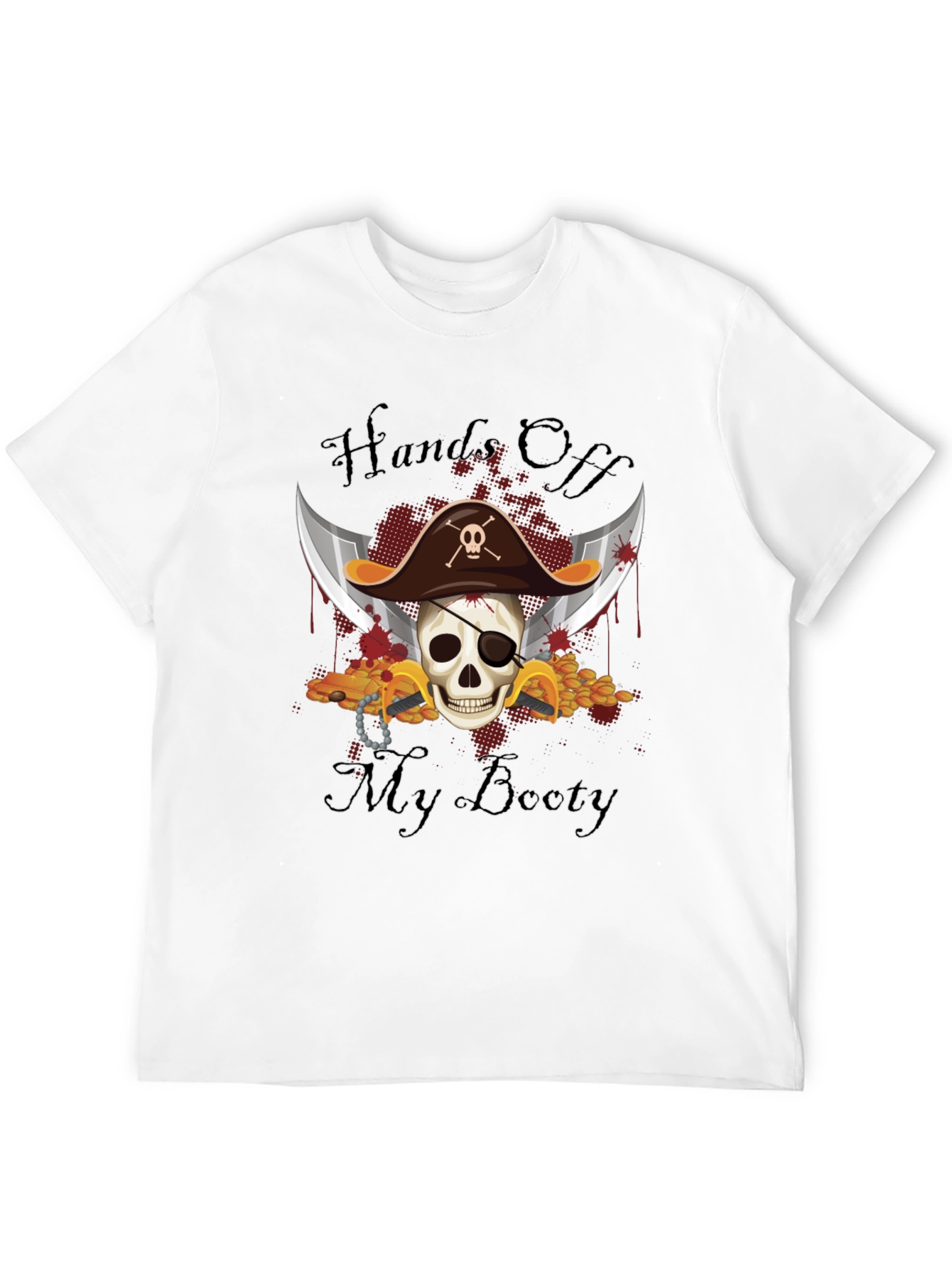 Pirate Skull Hands Off My Booty Graphic Tee