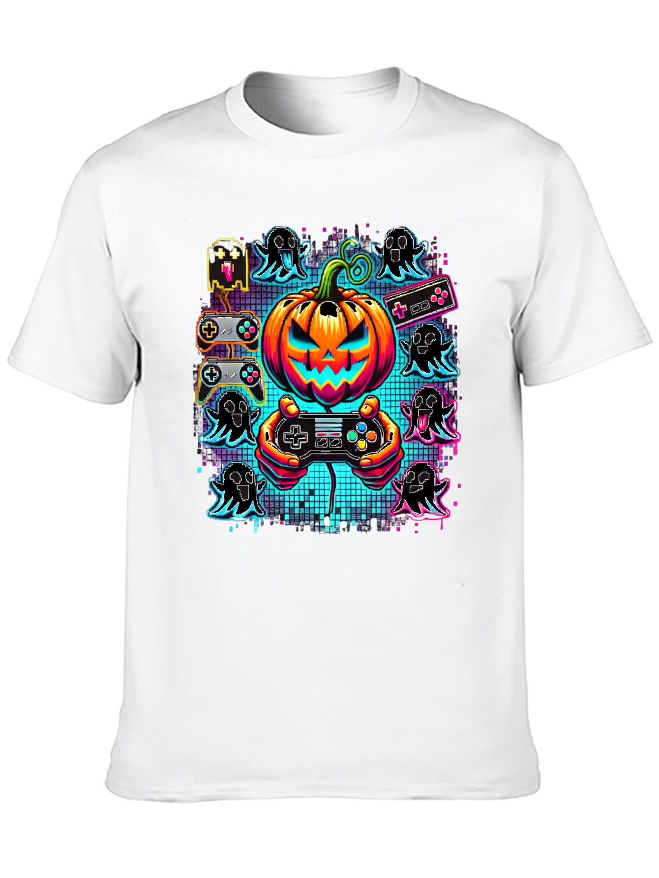 Gamer Halloween T-Shirt - Pumpkin & Ghosts