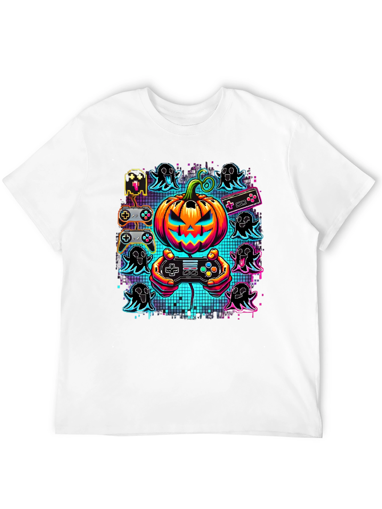 Gamer Halloween T-Shirt - Pumpkin & Ghosts
