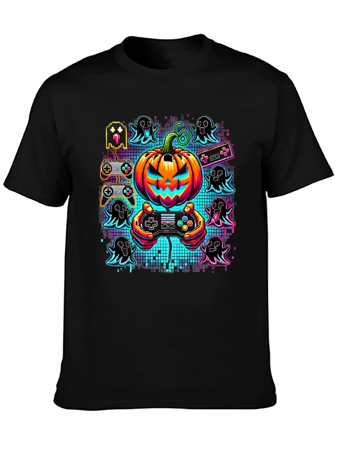 Gamer Halloween T-Shirt - Pumpkin & Ghosts