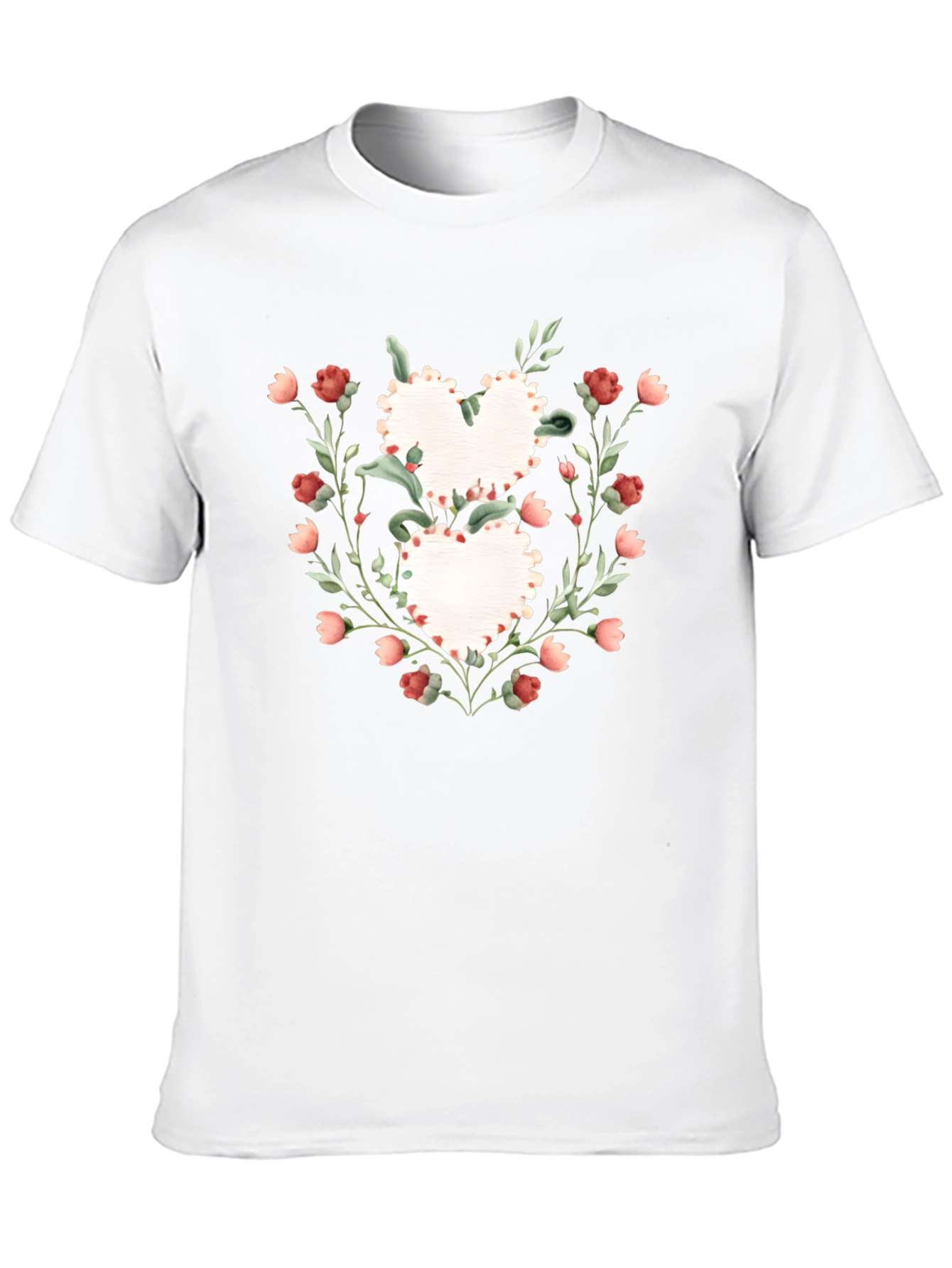 Floral Heart Graphic Tee - Romantic Style