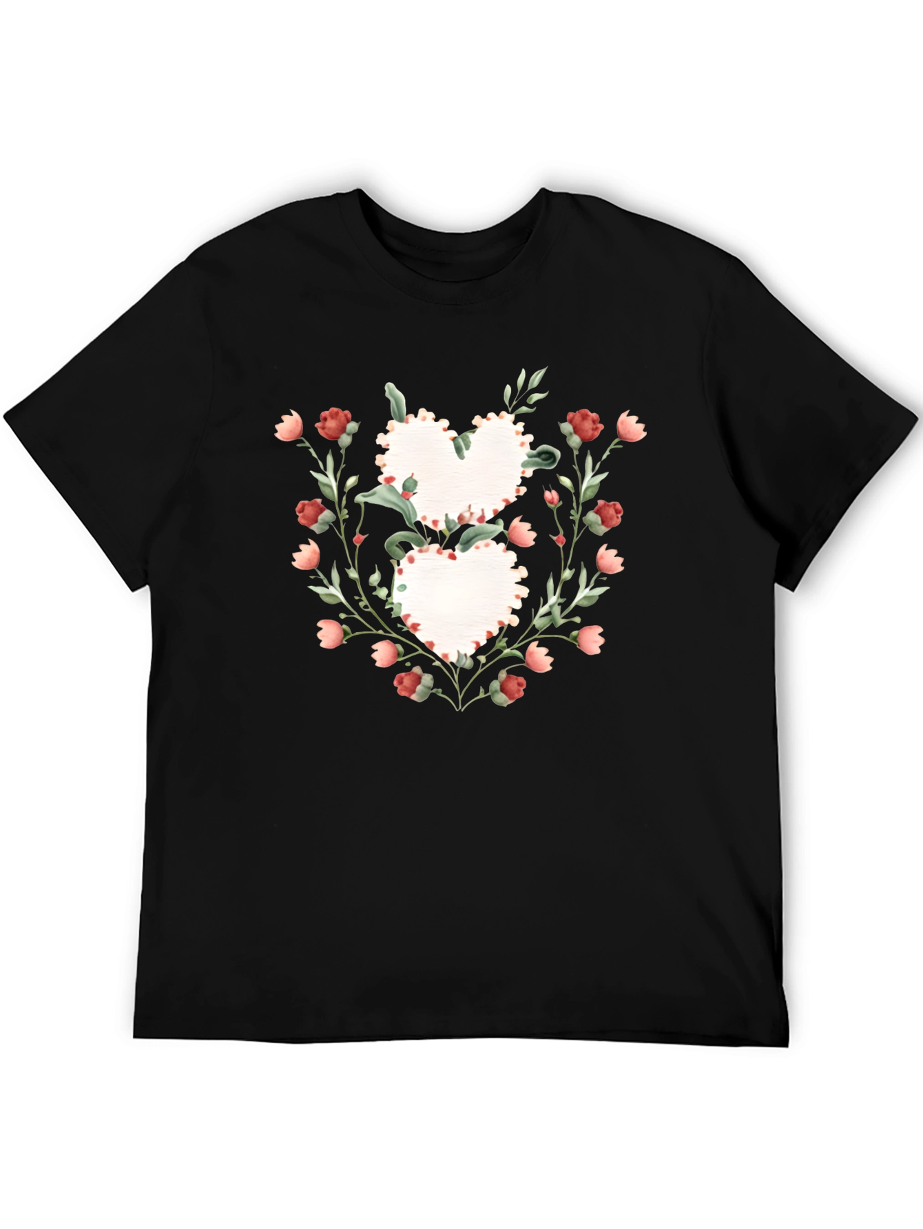 Floral Heart Graphic Tee - Romantic Style