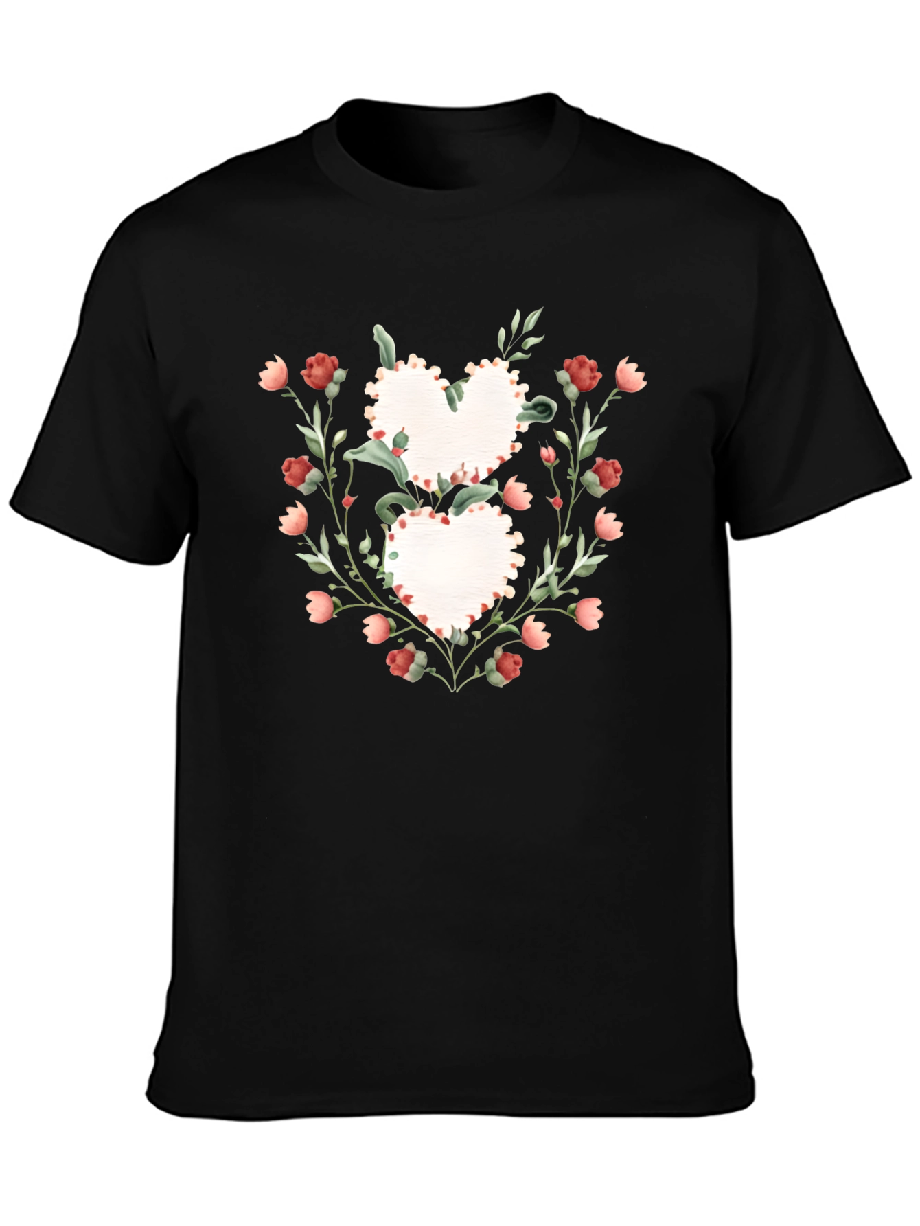 Floral Heart Graphic Tee - Romantic Style