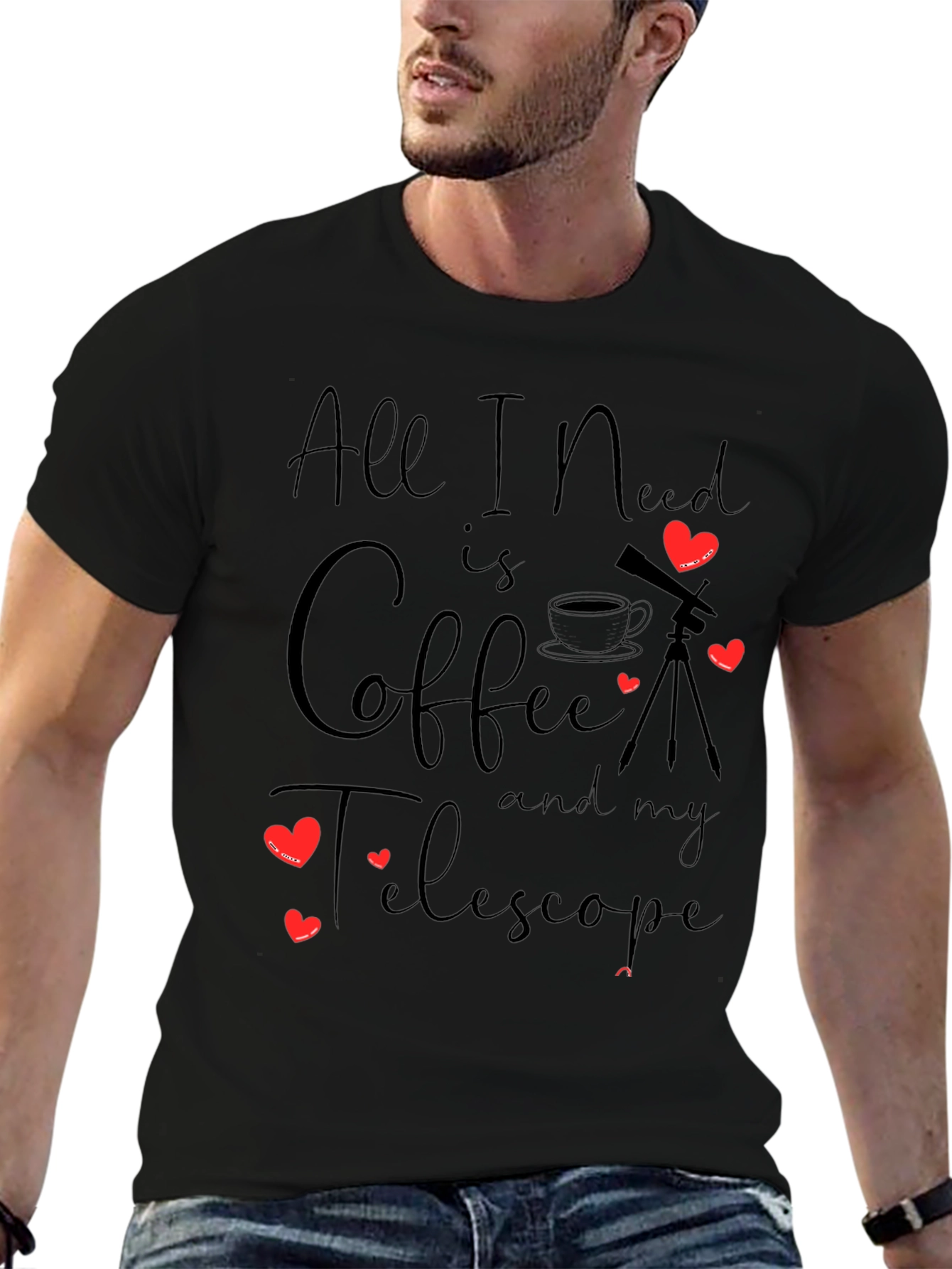 Coffee & Telescope Black T-Shirt